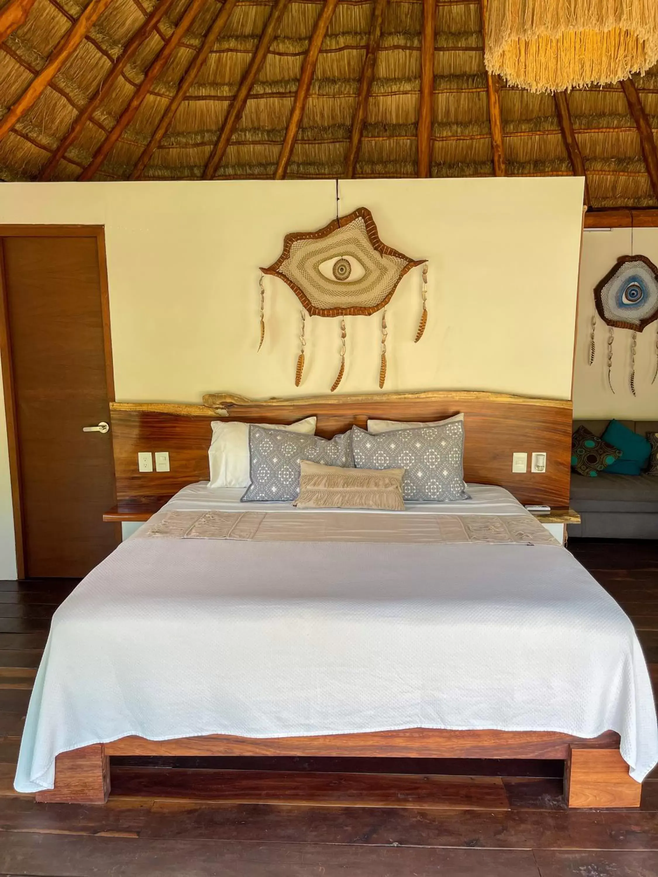 Bed in Zamna eco-lodge Tulum