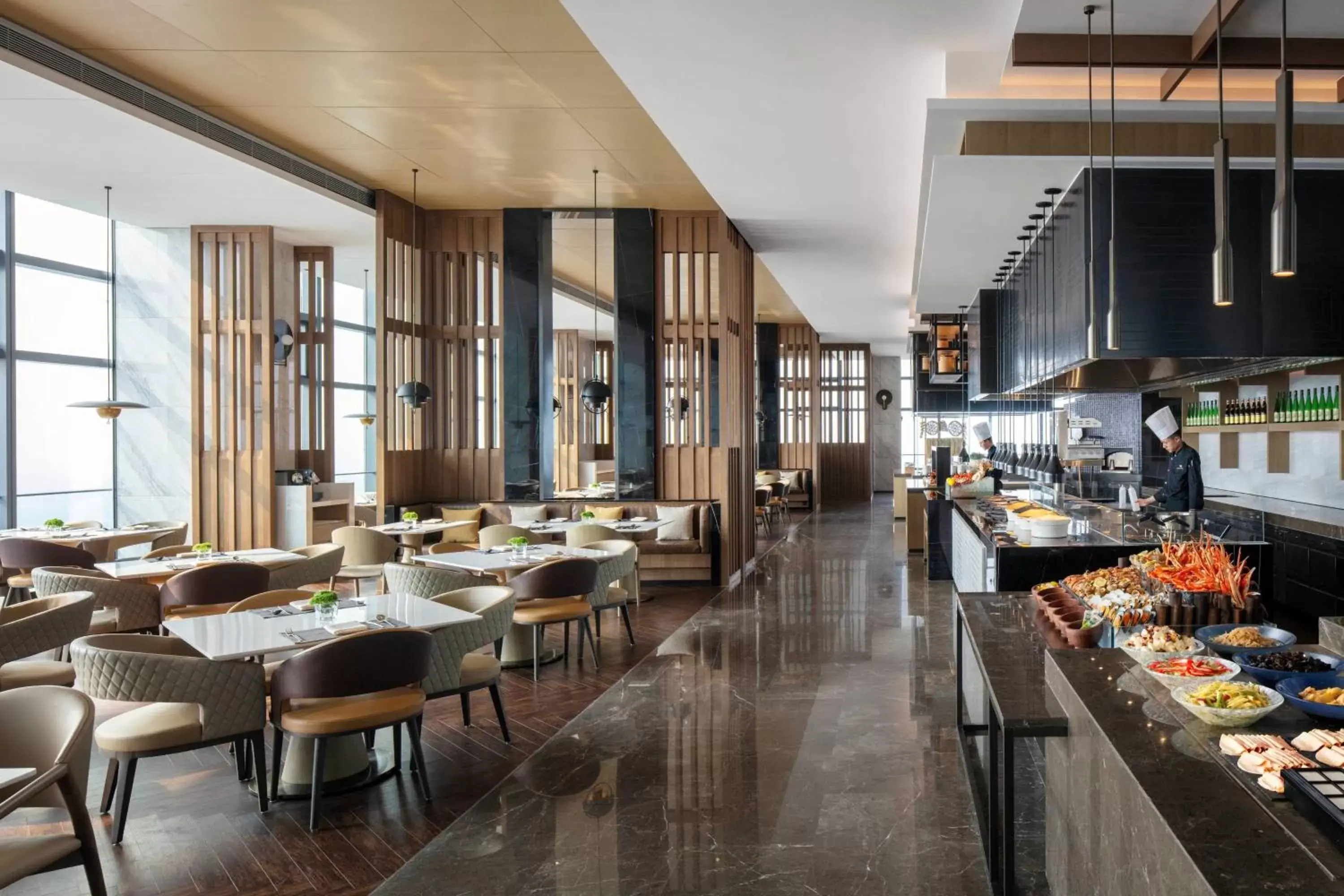 Kitchen or kitchenette, Restaurant/Places to Eat in Zhangjiagang Marriott Hotel