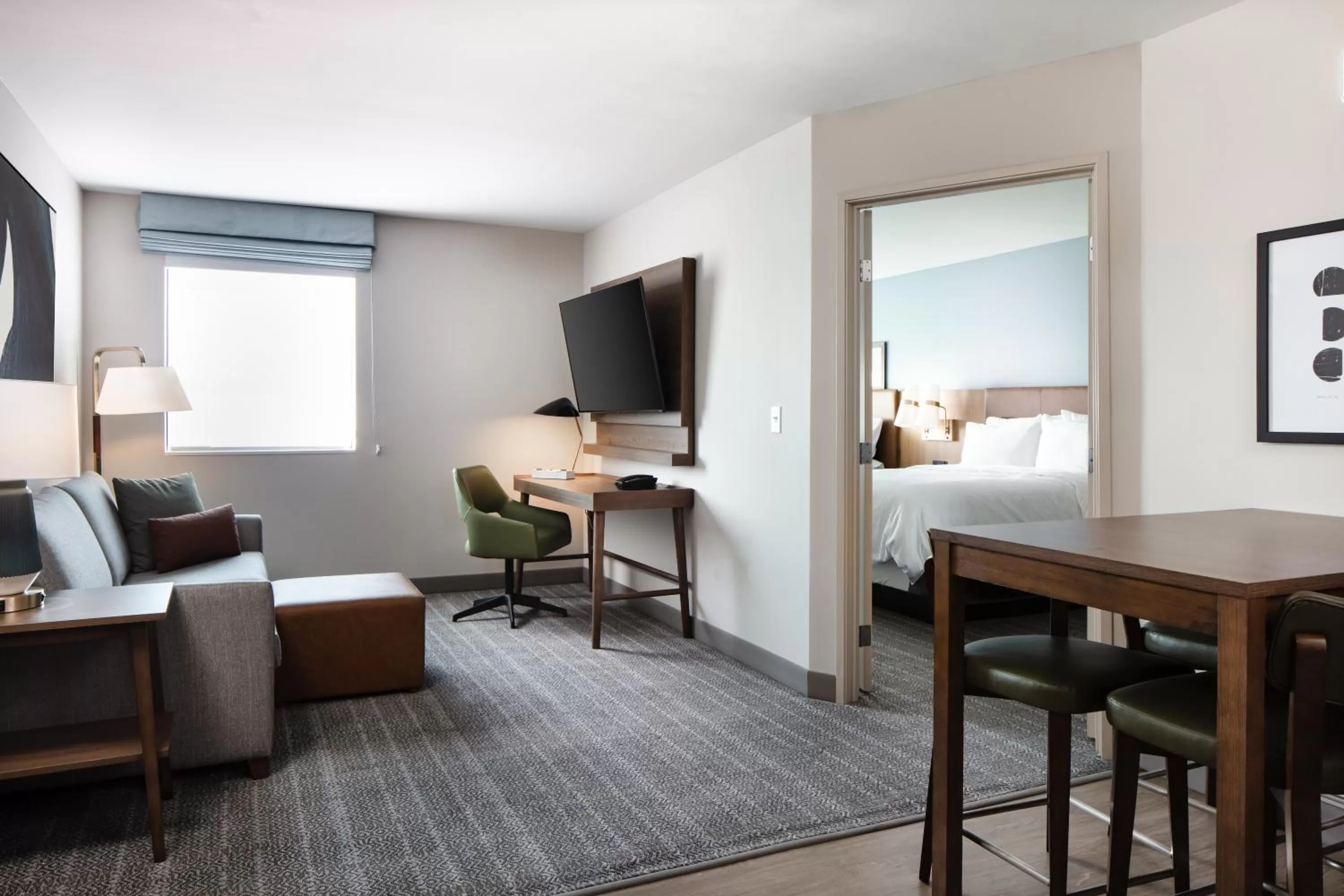 One-Bedroom with Two Queen Beds and Hearing Accessible Roll In Shower - Non-Smoking in Staybridge Suites - Iowa City - Coralville, an IHG Hotel