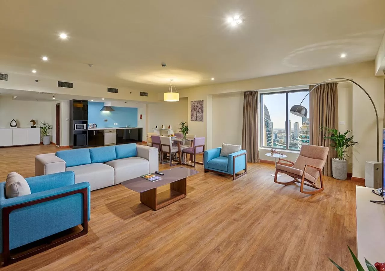 Living room in Ramada Hotel, Suites and Apartments by Wyndham Dubai JBR