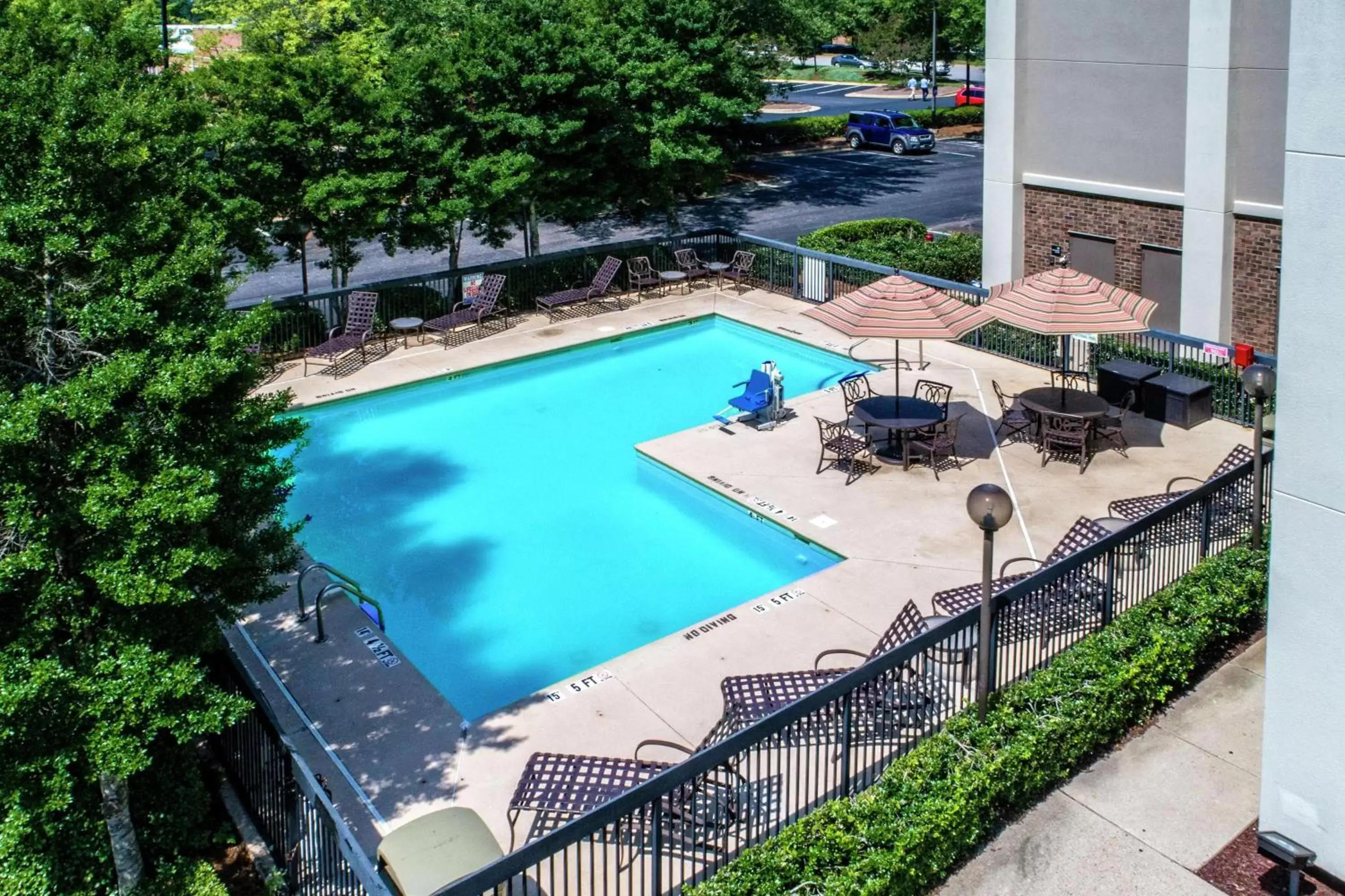 Pool view in Hampton Inn Raleigh Cary Pool view in Hampton Inn Raleigh Cary