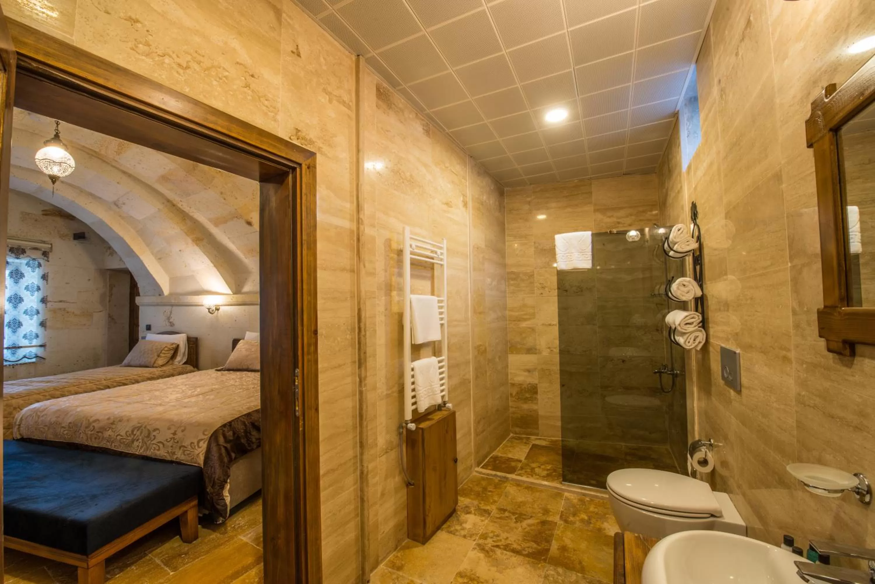 Bathroom, Bed in Lucky Cave Hotel Cappadocia