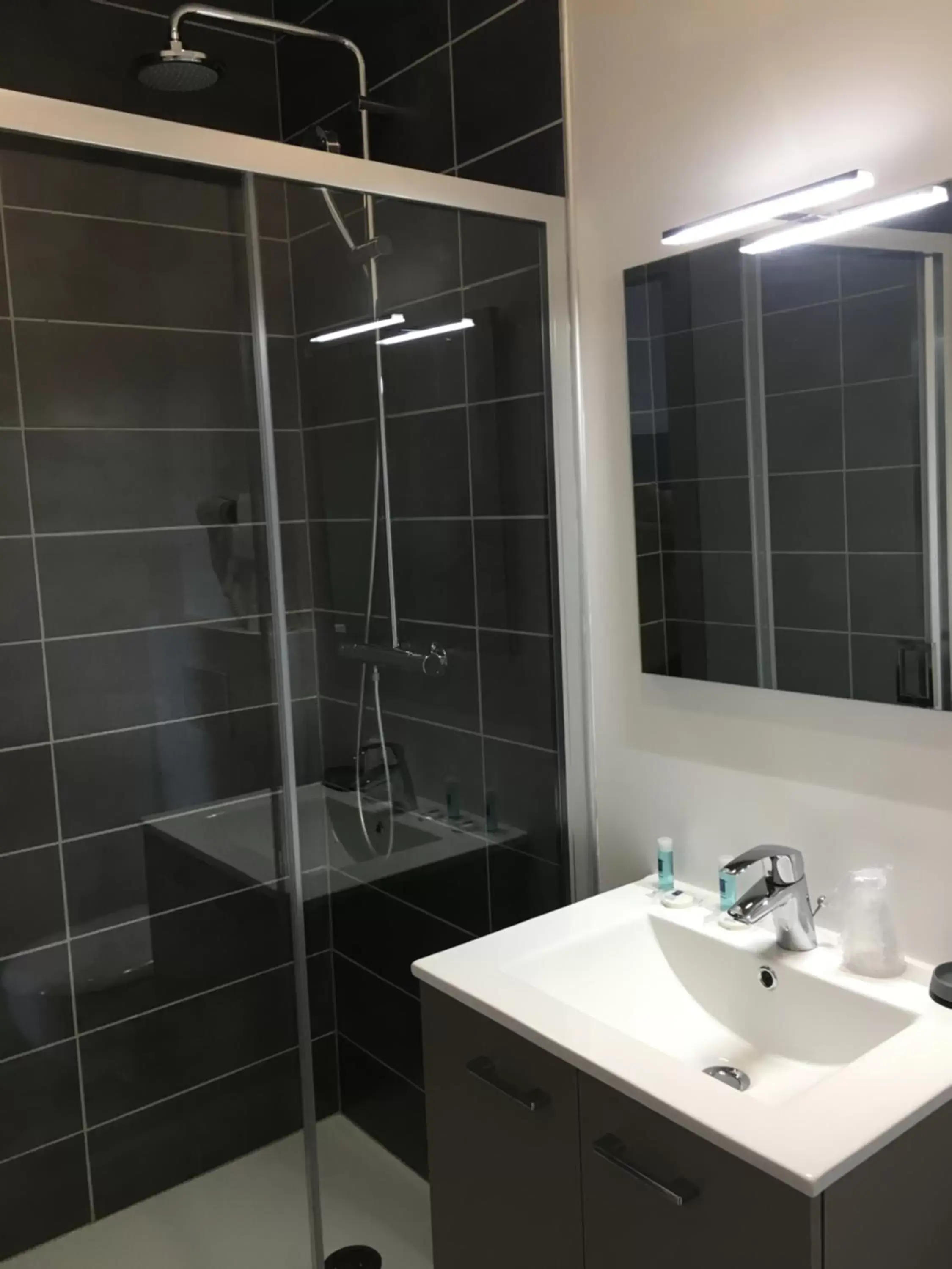 Shower, Bathroom in Hôtel Le Biarritz - Vichy