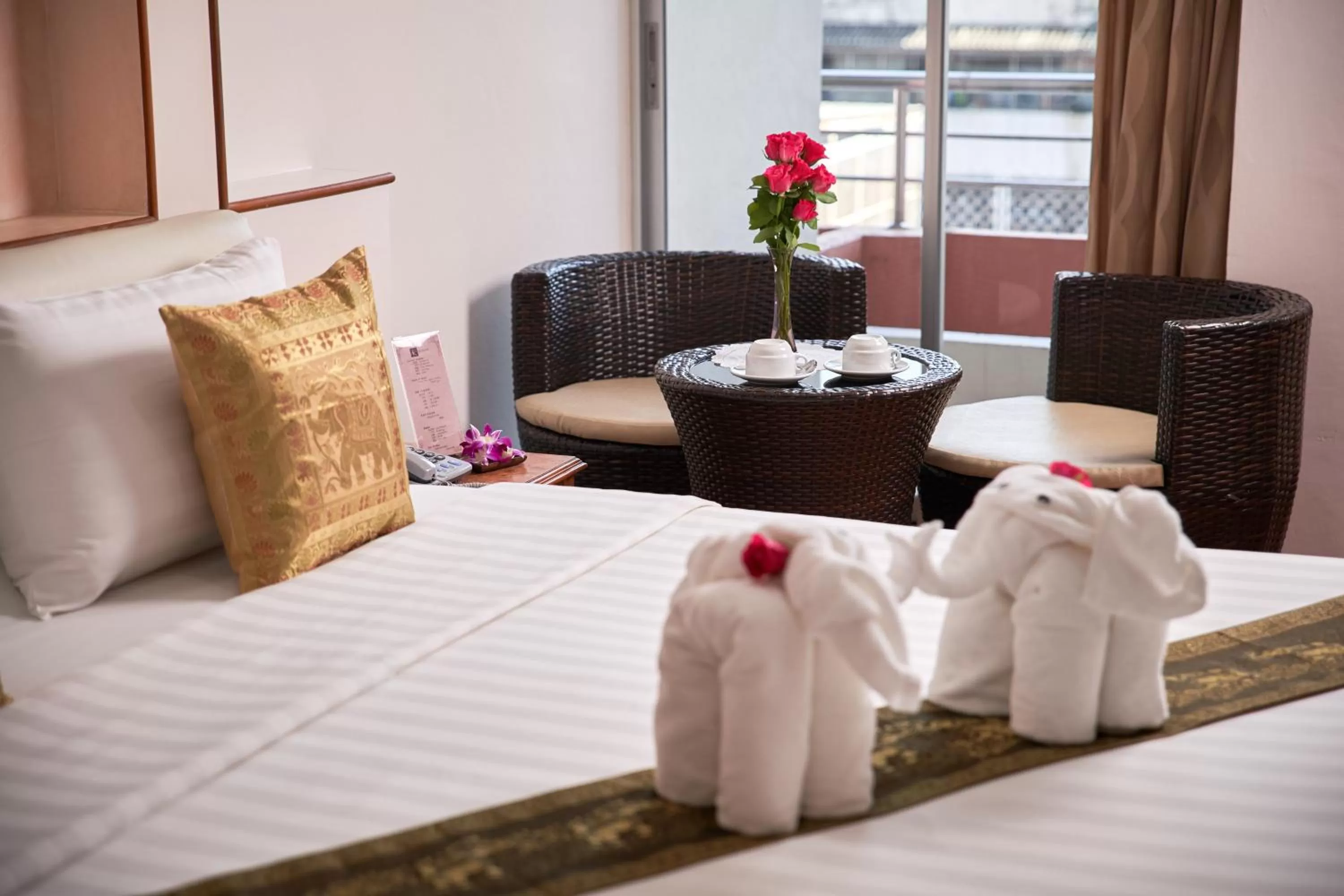 Decorative detail, Bed in KC Place Hotel Pratunam