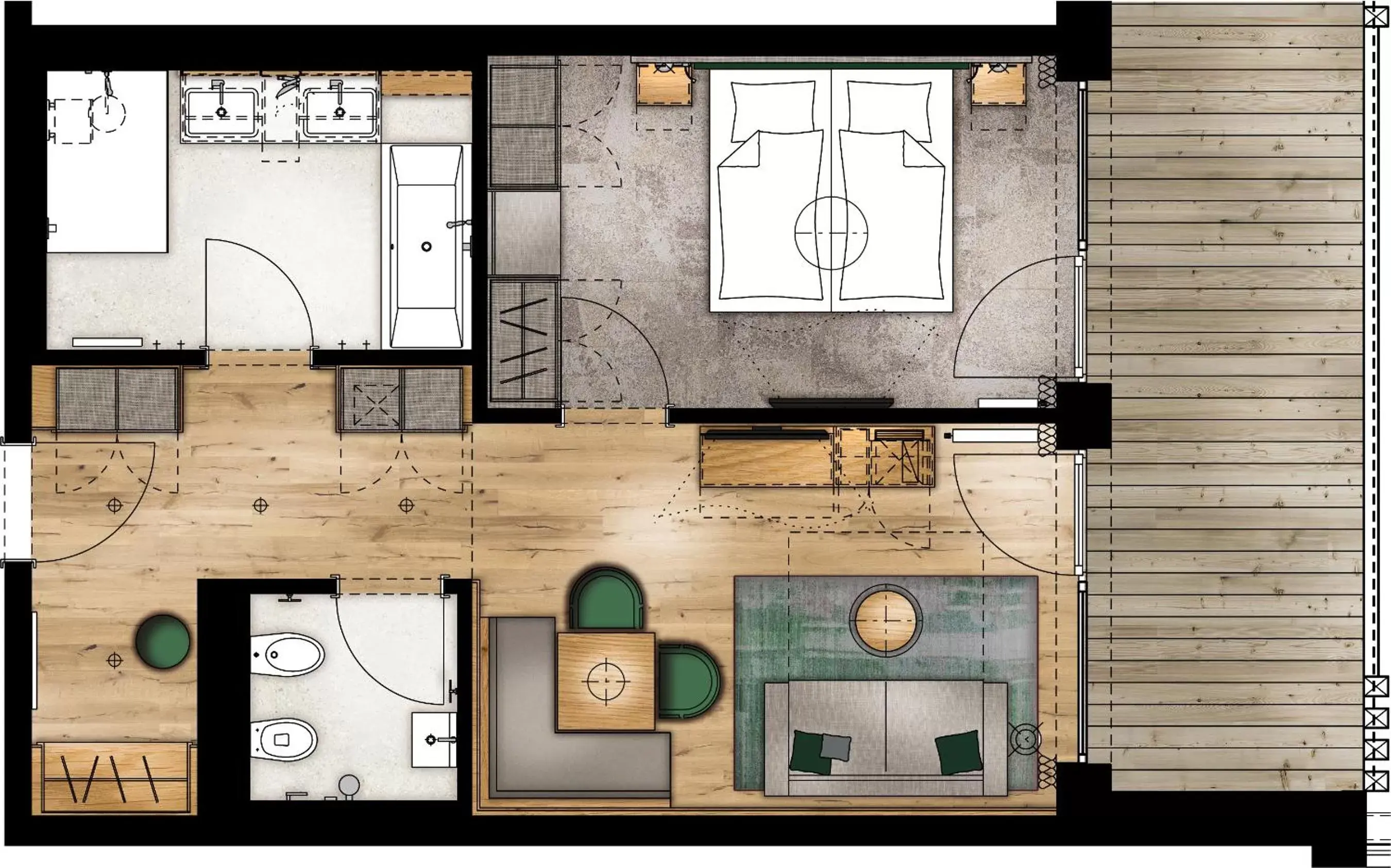 Photo of the whole room, Floor Plan in Zugspitz Resort