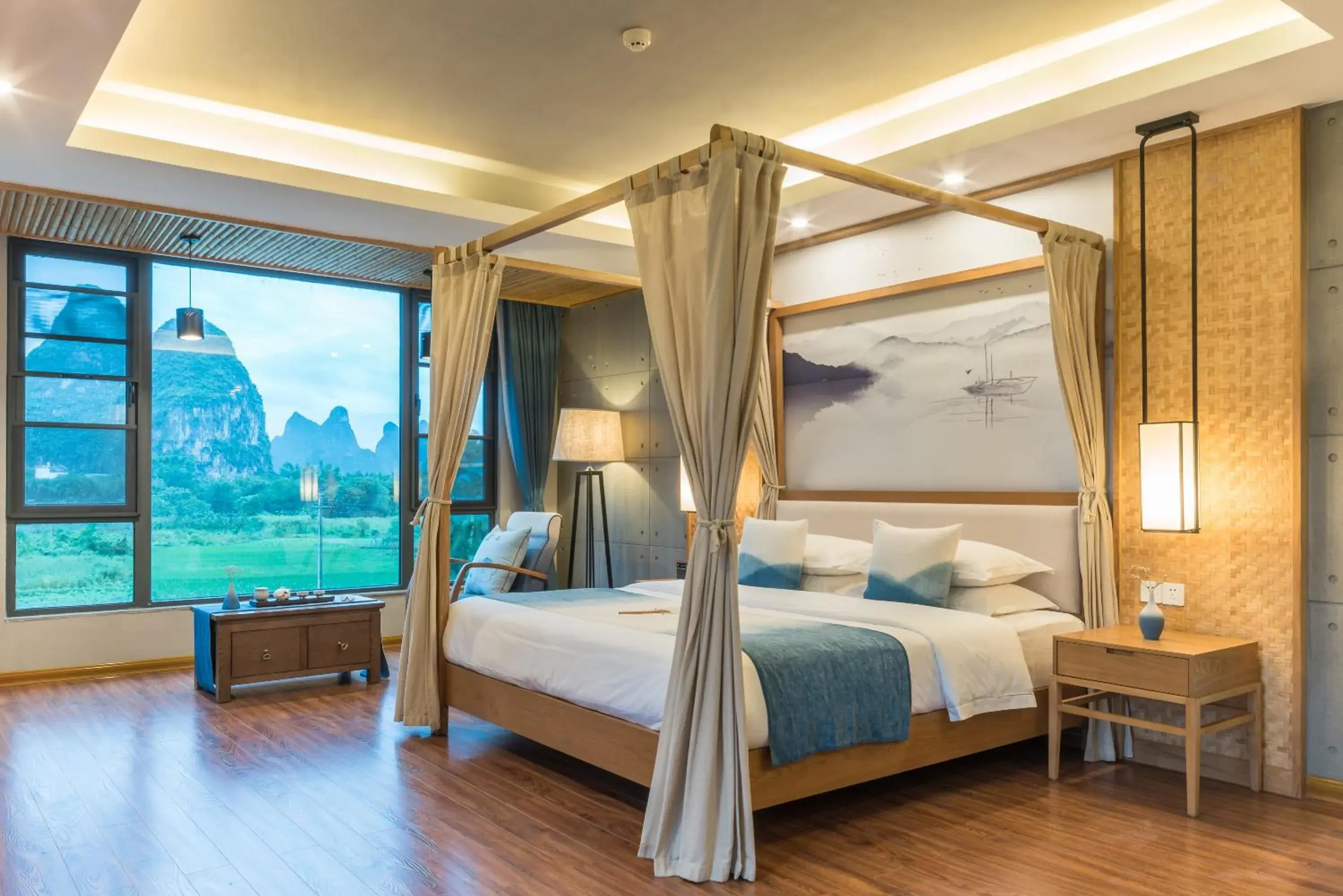 Bed in Yangshuo Zen Garden Resort