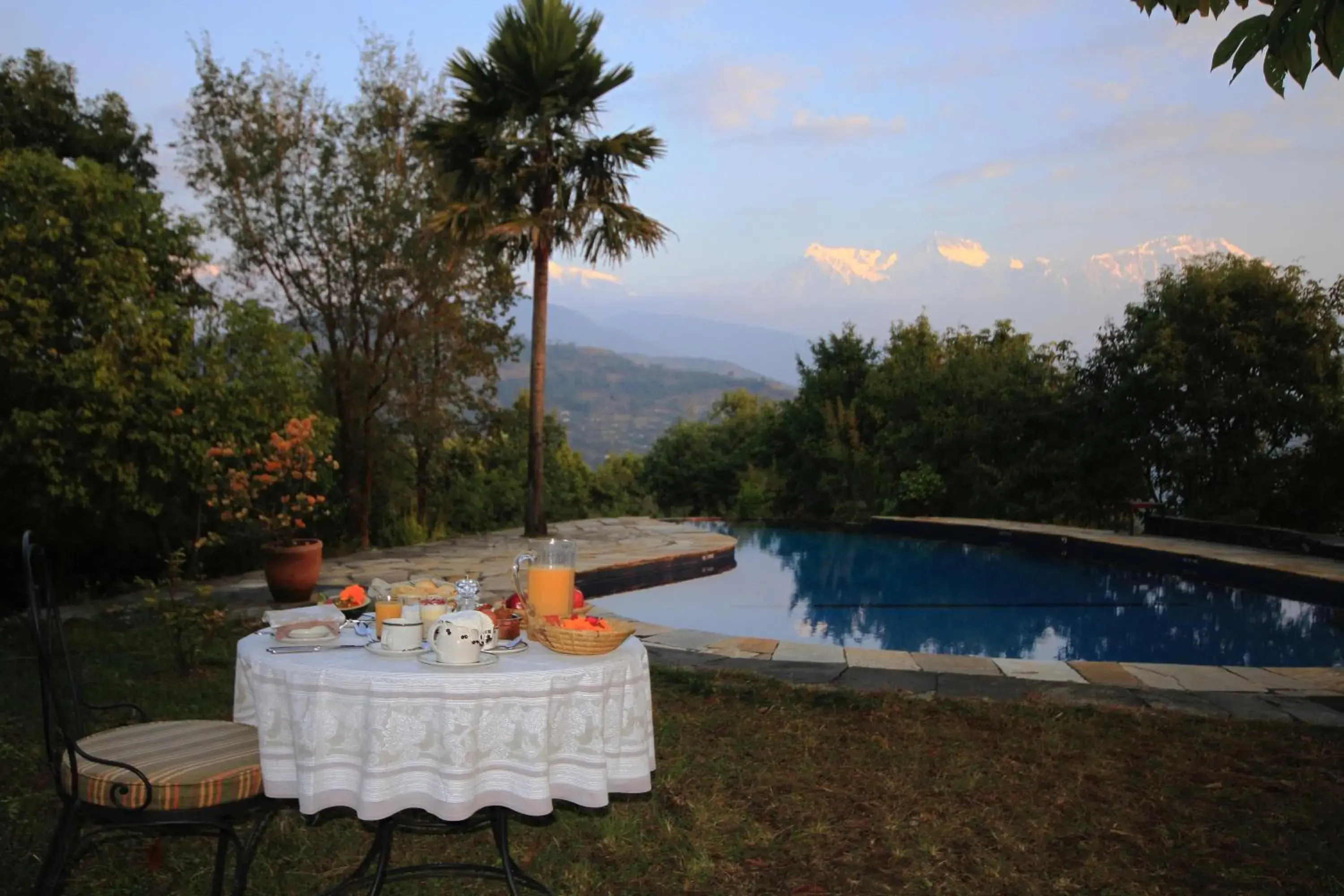 Garden, Swimming Pool in Tiger Mountain Pokhara Lodge