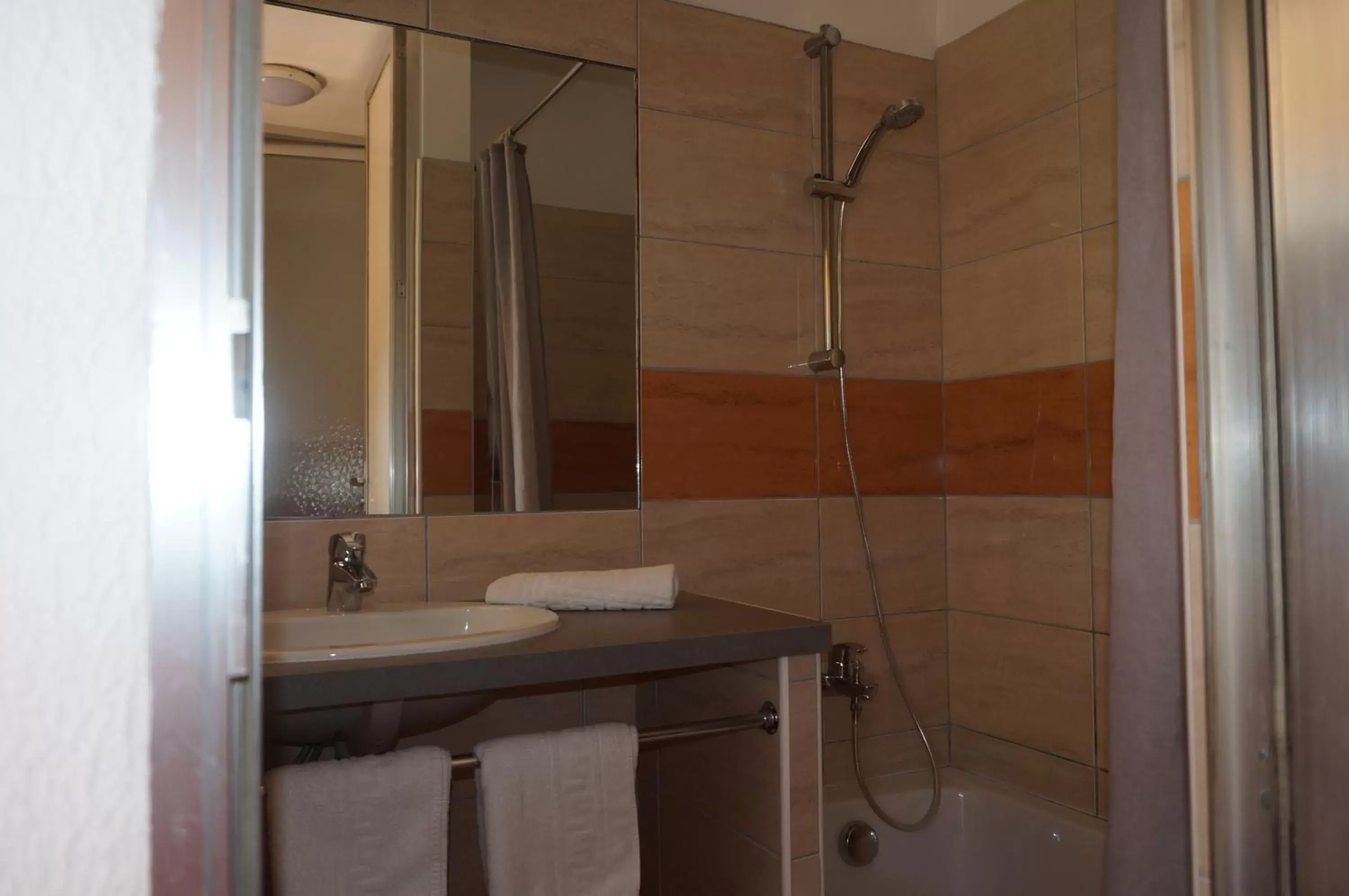 Day, Bathroom in Logis Hotel Le Col De L'ange