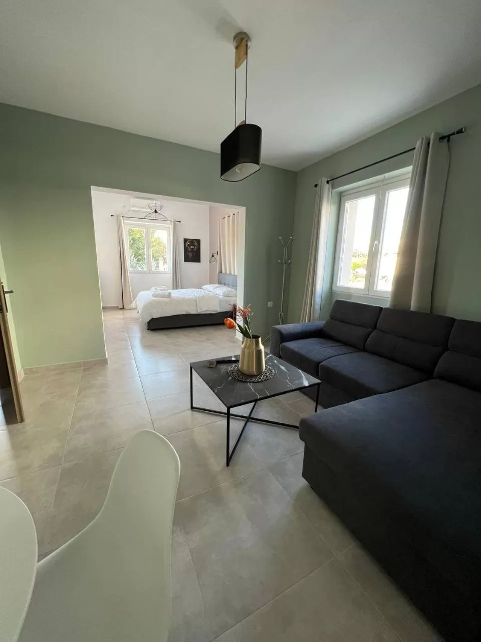 Living room, Bed in Elefsinian Mysteries Apartments