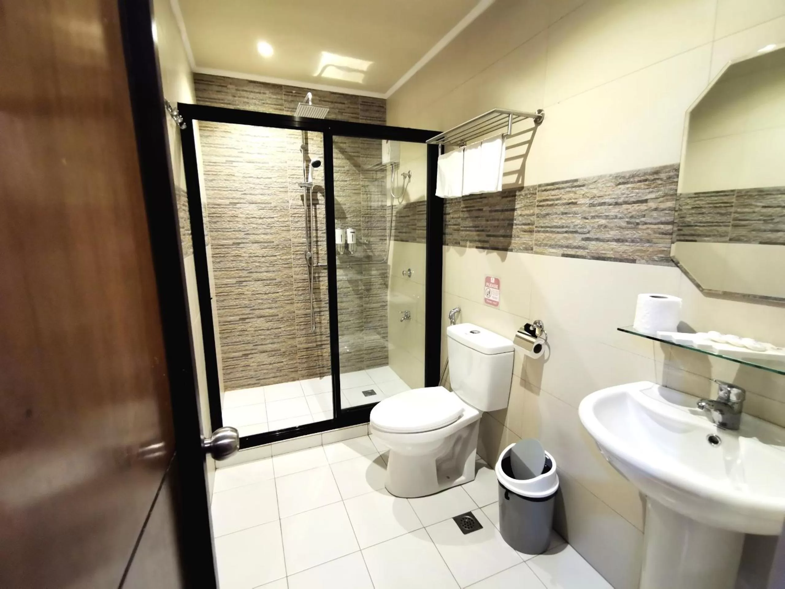 Shower in Charms Hotel