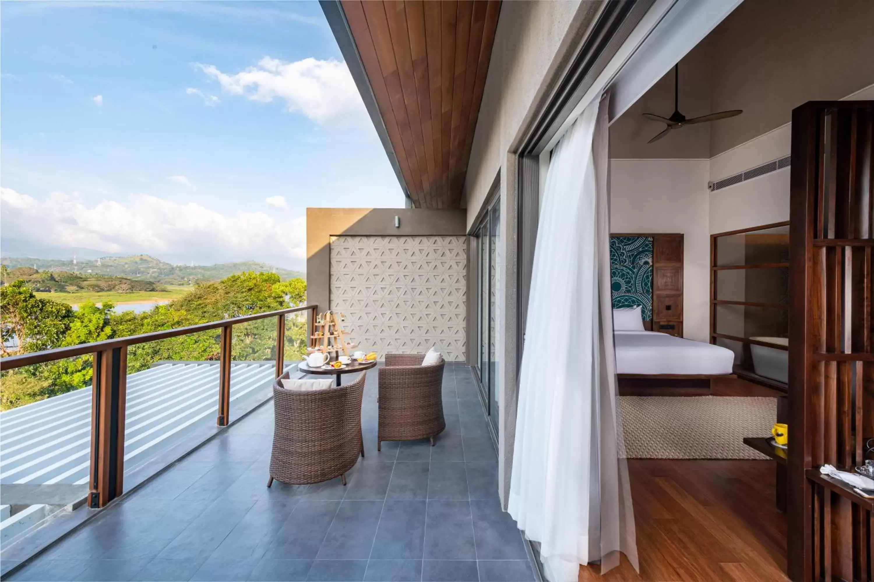 Balcony/Terrace, Bed in Jetwing Kandy Gallery, A Luxury Reserve Balcony/Terrace, Bed in Jetwing Kandy Gallery, A Luxury Reserve