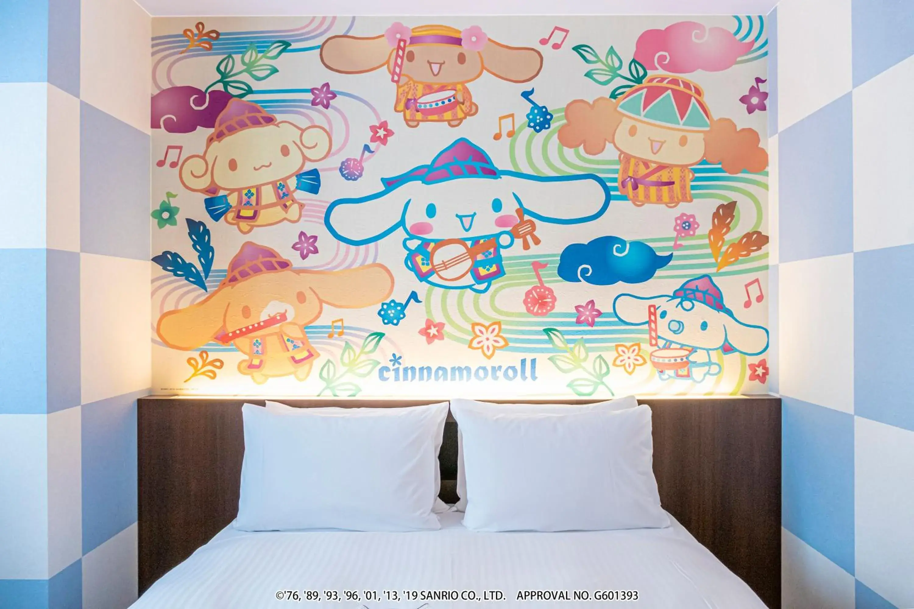 Bed in Hotel Okinawa With Sanrio Characters