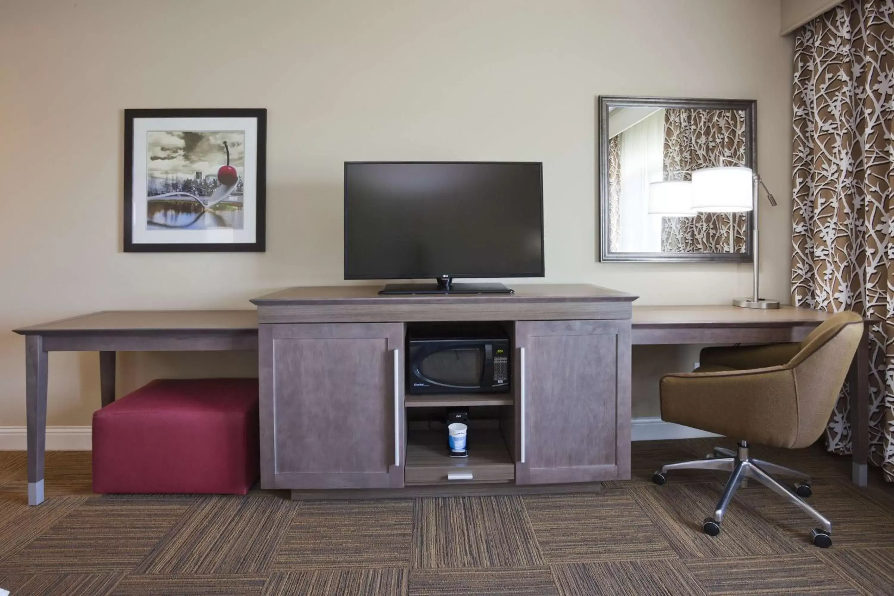 Bed, TV/Entertainment Center in Hampton Inn Minneapolis-Roseville,MN