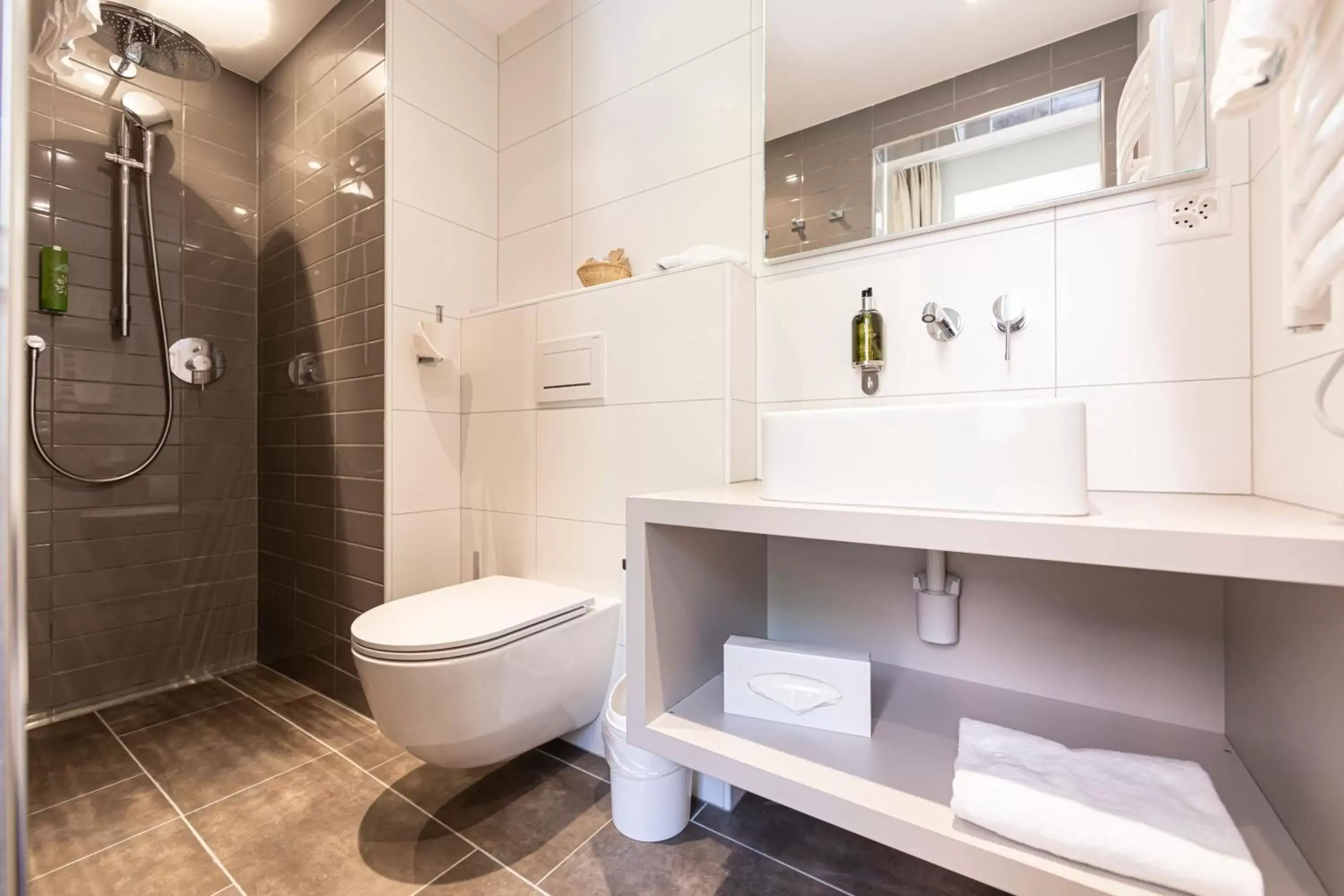 Shower, Bathroom in Hotel Rosatsch