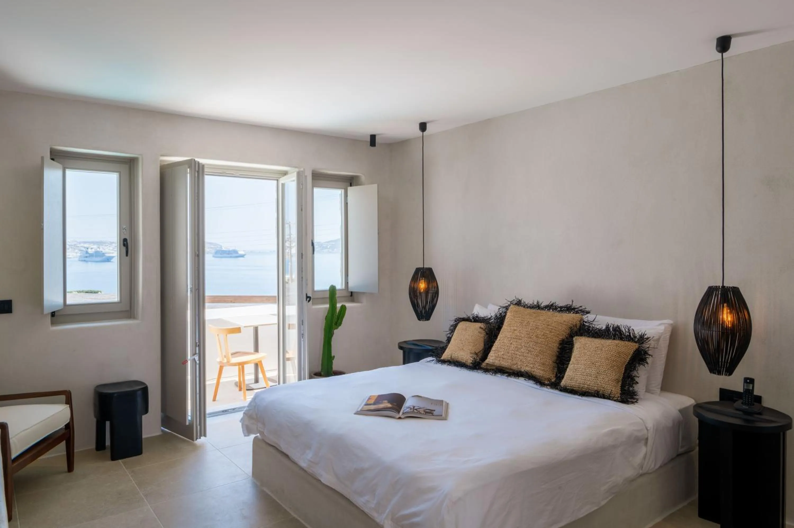 Bed in Rocabella Mykonos Hotel