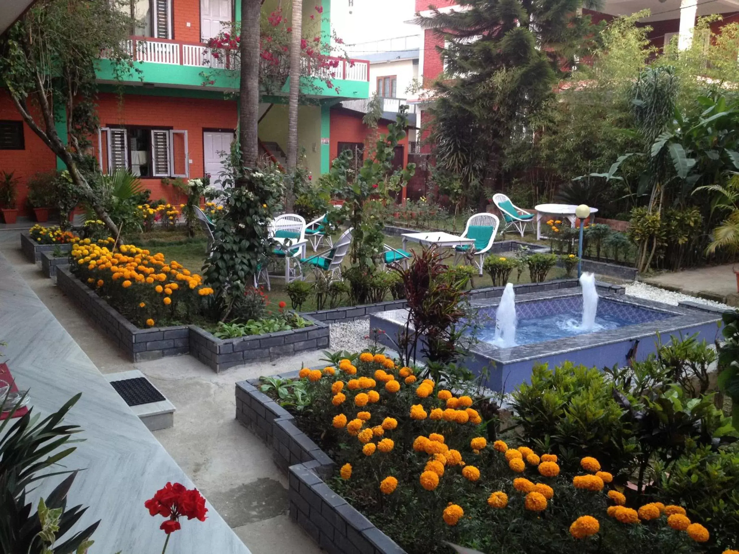 Patio in New Pokhara Lodge - Lakeside, Pokhara Nepal