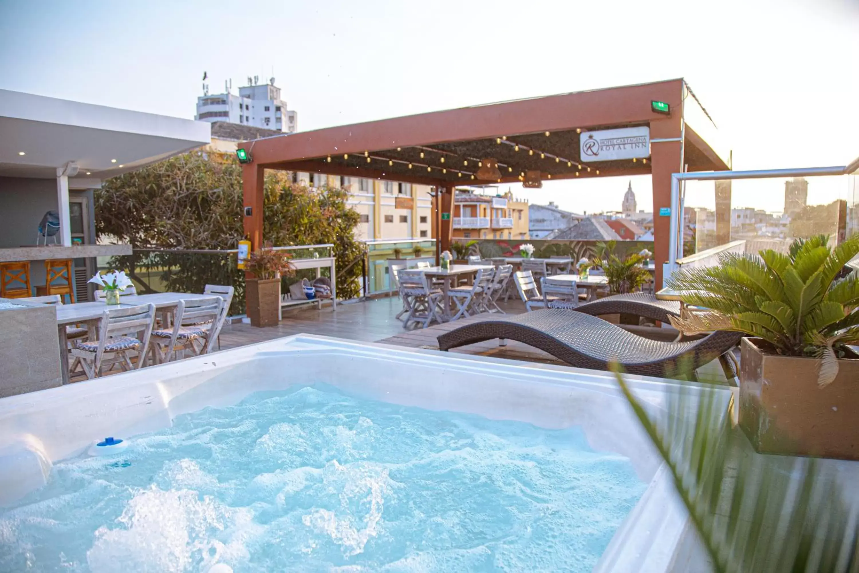 Balcony/Terrace, Swimming Pool in Hotel Cartagena Royal Inn