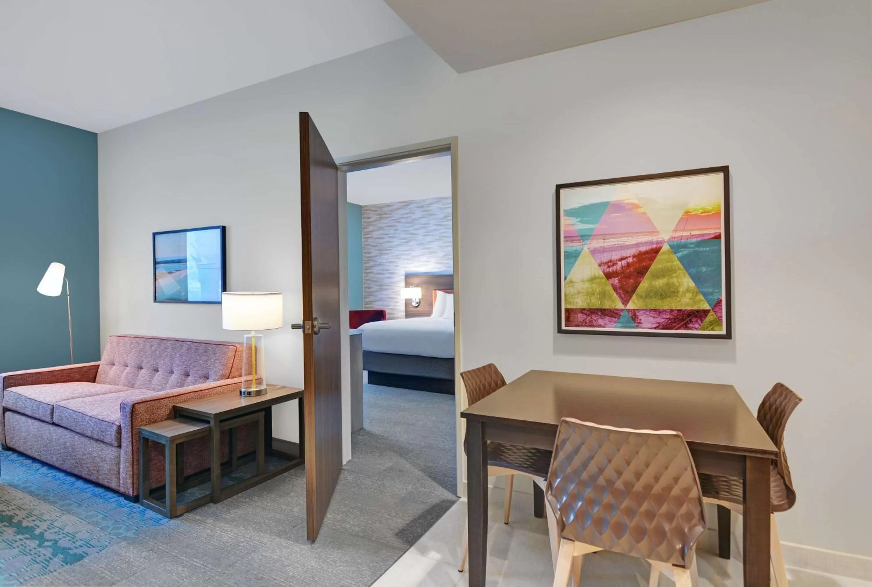 Living room, Bed in Home2 Suites By Hilton Panama City Beach, Fl