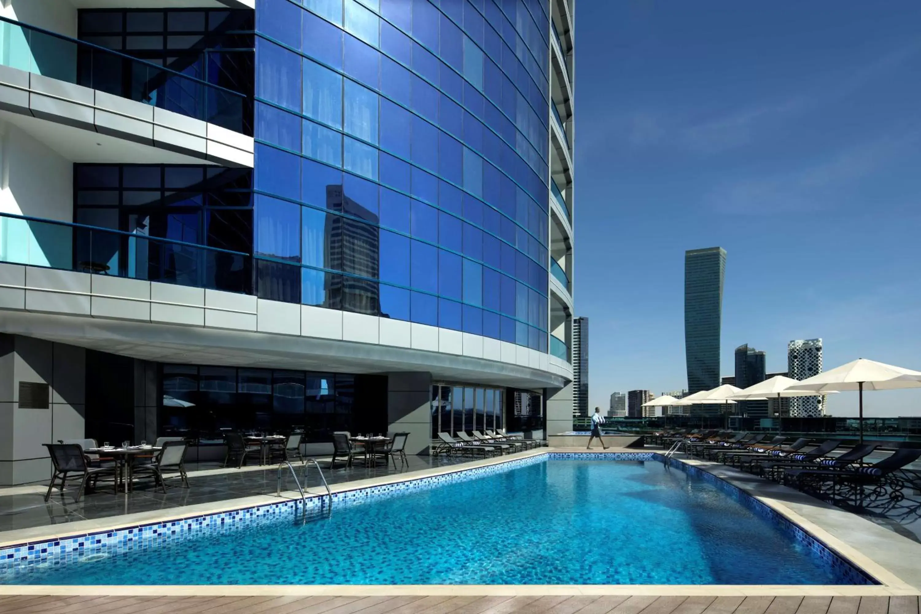 Pool view, Swimming Pool in Radisson Blu Hotel, Dubai Waterfront
