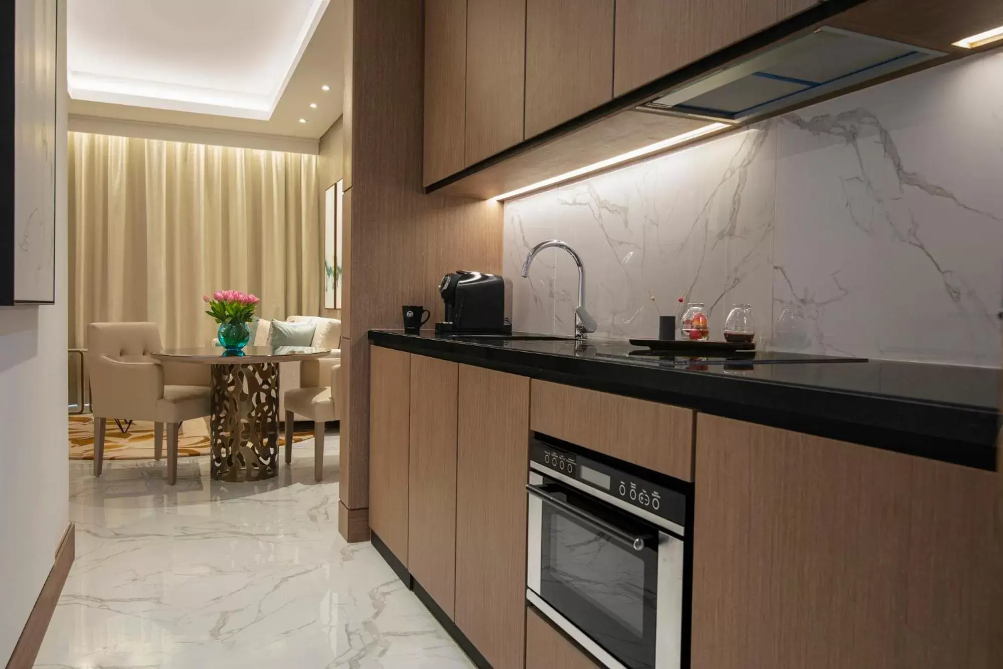 Kitchen or kitchenette, Kitchen/Kitchenette in Al Jaddaf Rotana Suite Hotel