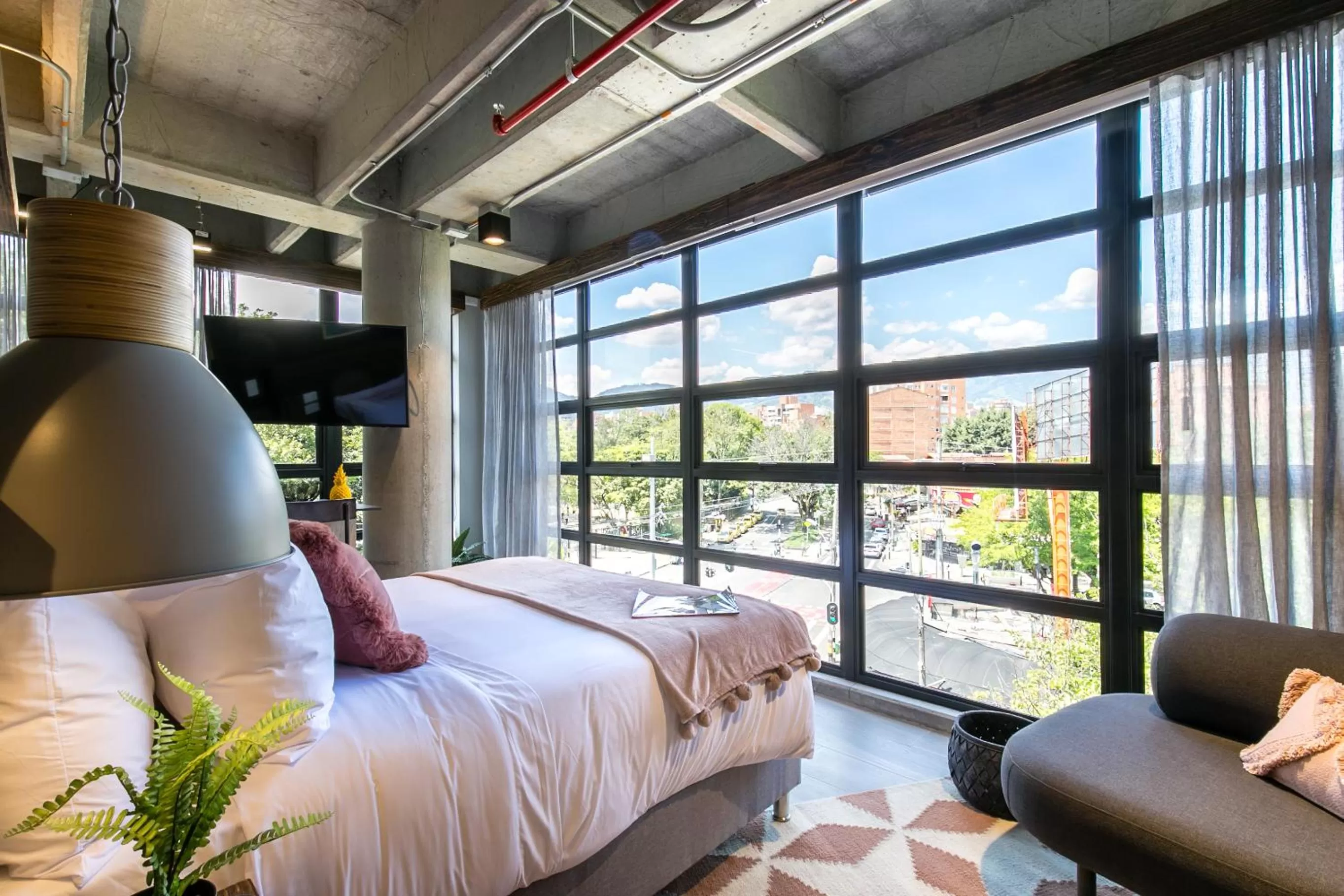 Bed in Factory Lofts Hotel