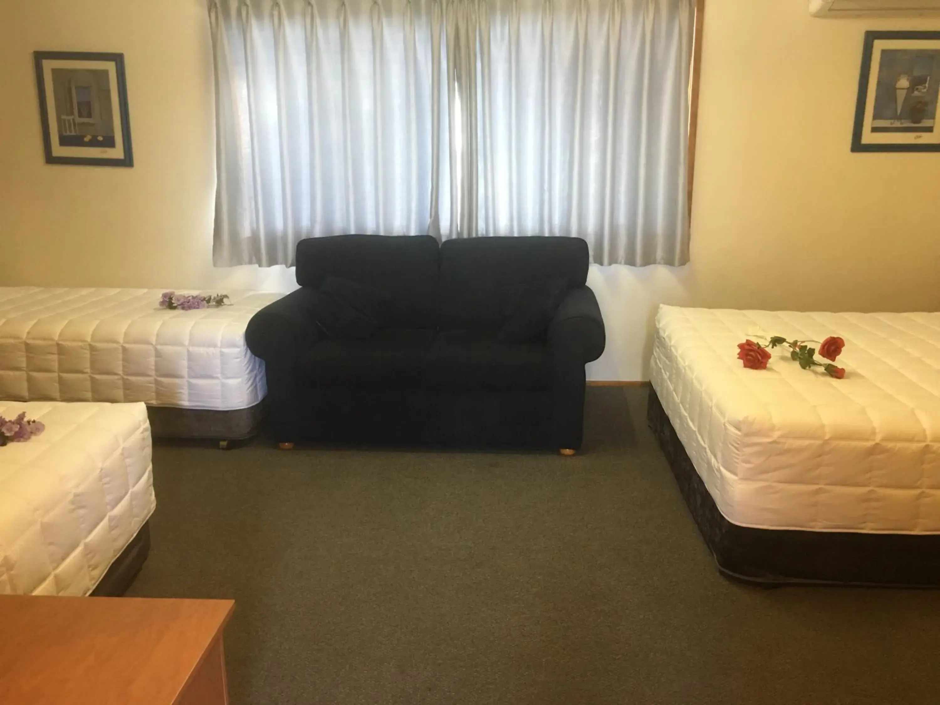 Bed in Bridge View Motel