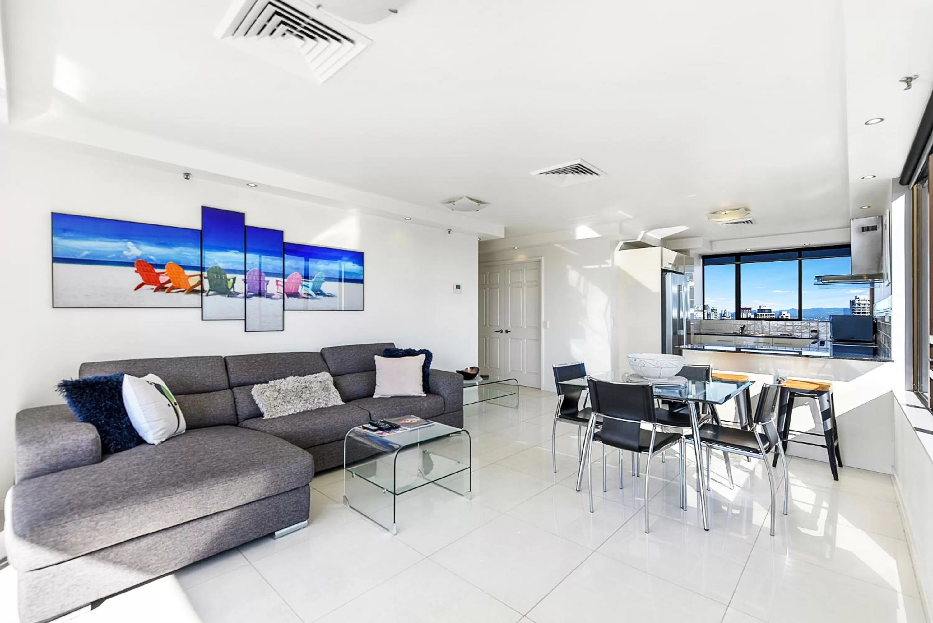 Living room in Surfers Century Oceanside Apartments