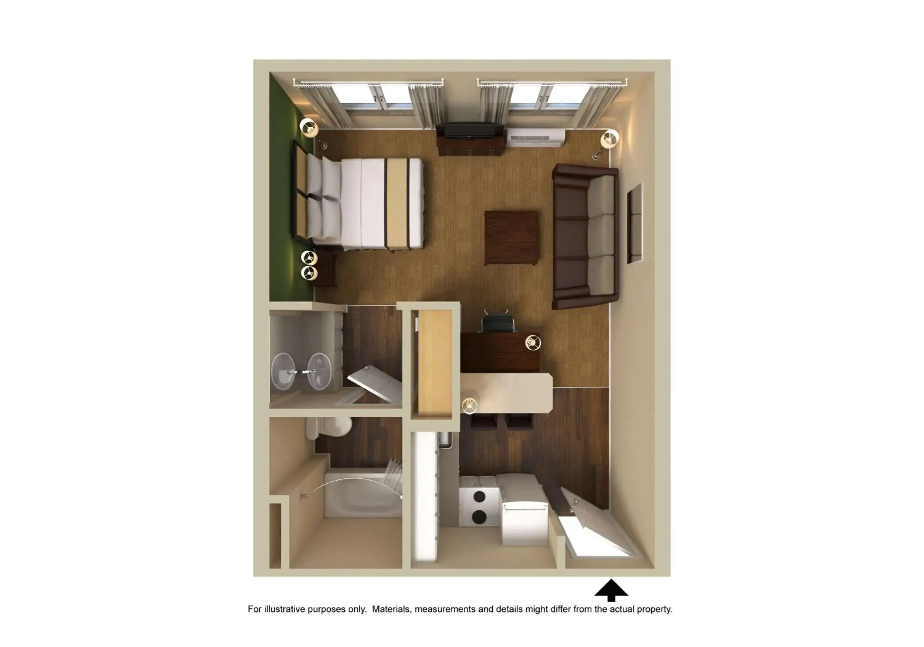Bedroom, Floor Plan in Extended Stay America Suites - Jacksonville - Baymeadows