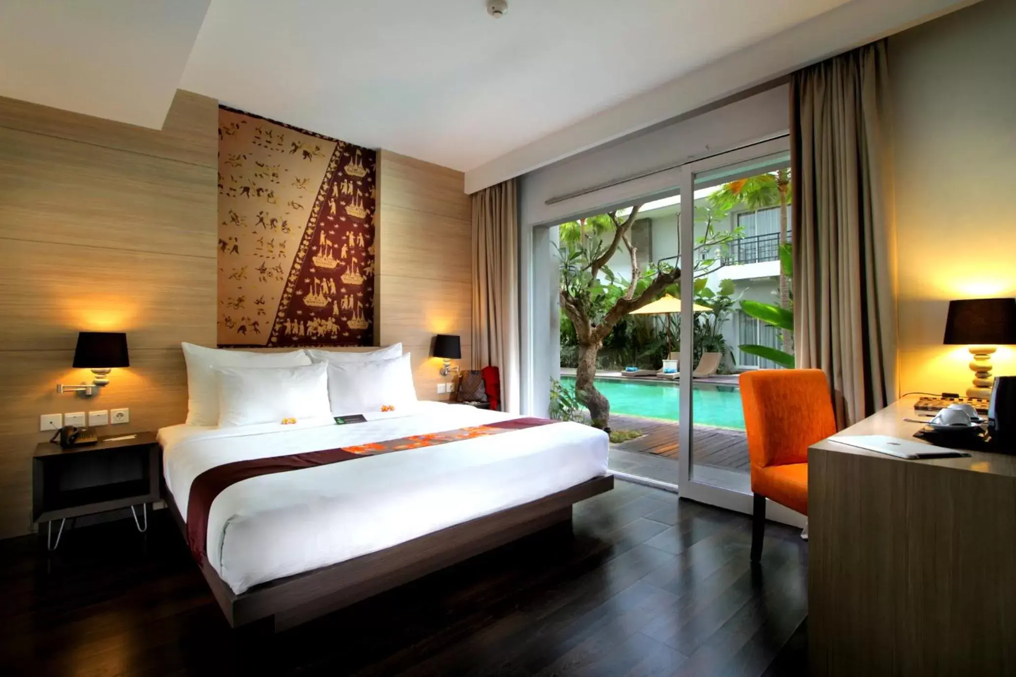Balcony/Terrace, Bed in b Hotel Bali & Spa