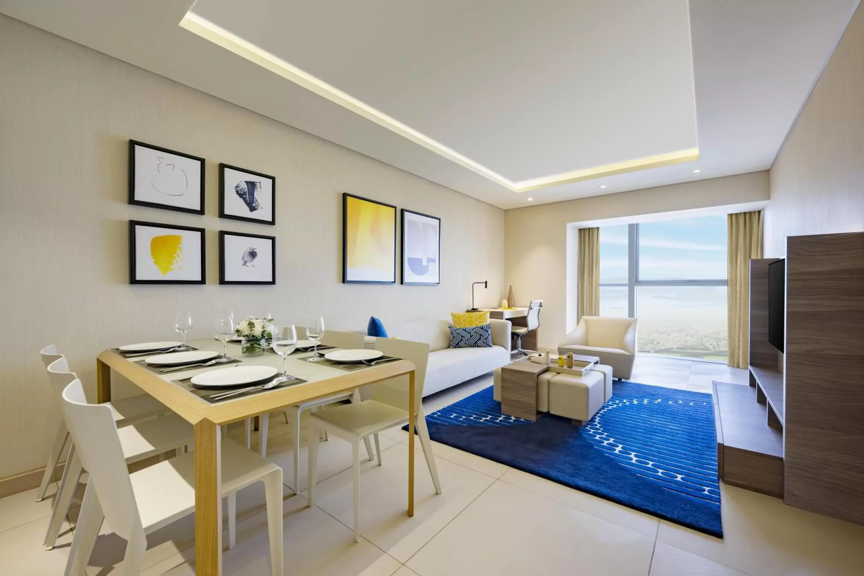 Living room in voco Doha West Bay Suites by IHG Living room in voco Doha West Bay Suites by IHG