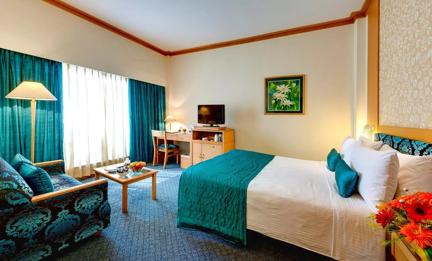 Decorative detail, Bed in Kenilworth Hotel, Kolkata