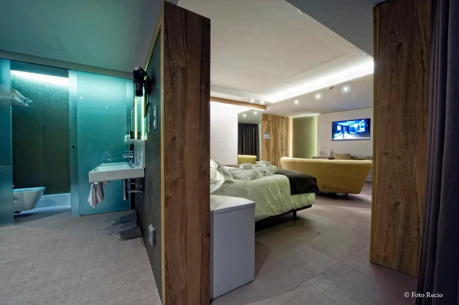 Shower, Seating Area in Hotel & Spa Ciudad de Bin¿r