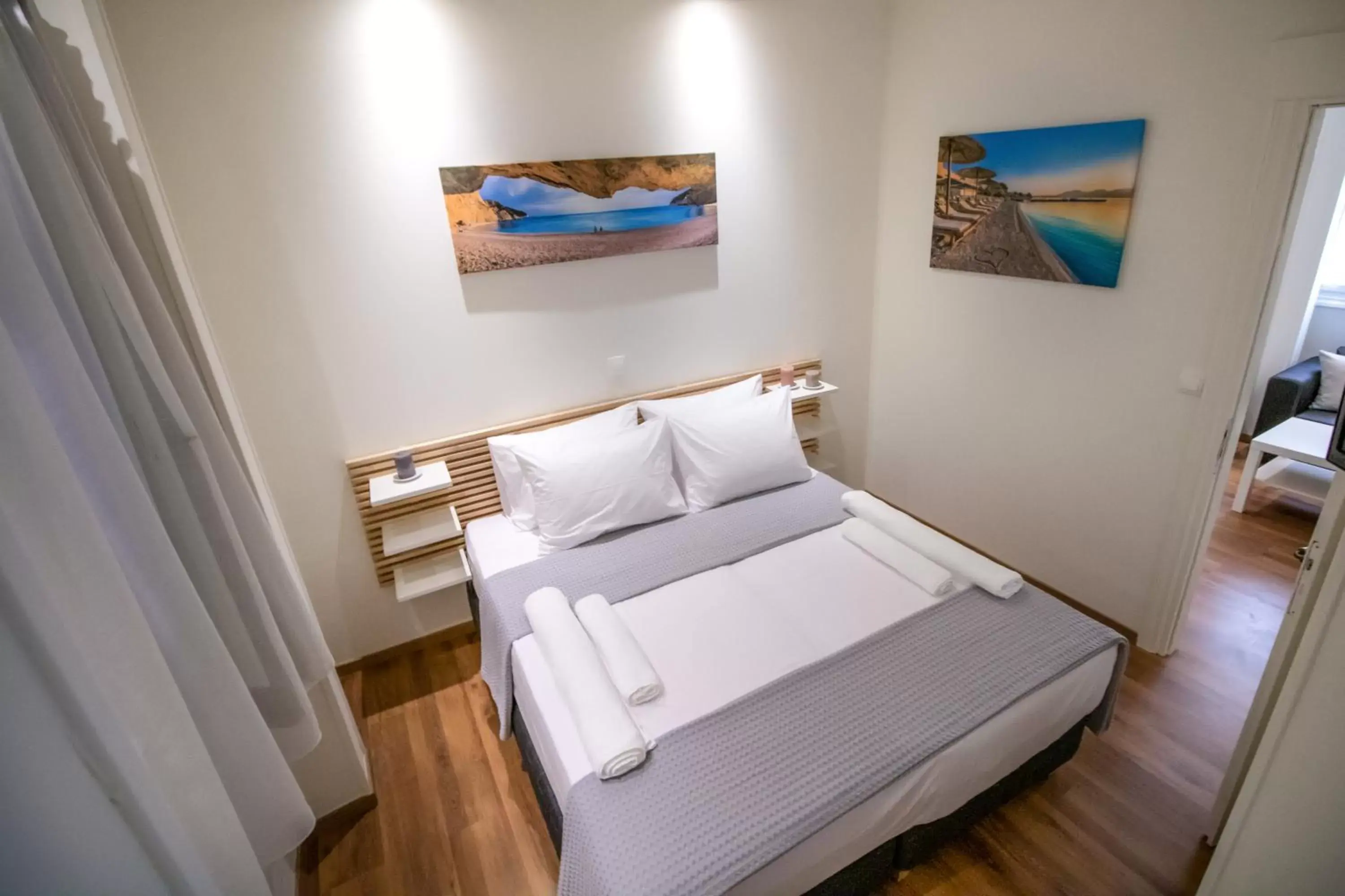 Bed in Levkosh Apartments at Lefkada's Heart