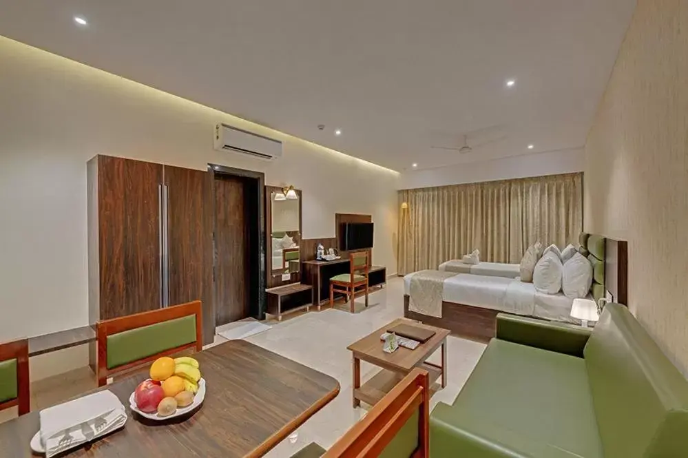Living room, Bed in Guruprerna Beacon Resort, Dwarka Living room, Bed in Guruprerna Beacon Resort, Dwarka