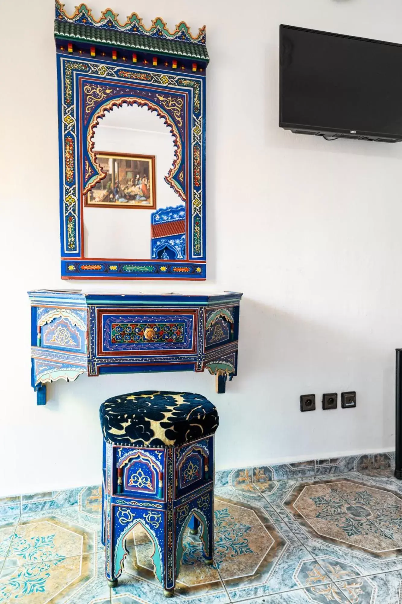 Decorative detail, TV/Entertainment Center in Moroccan House