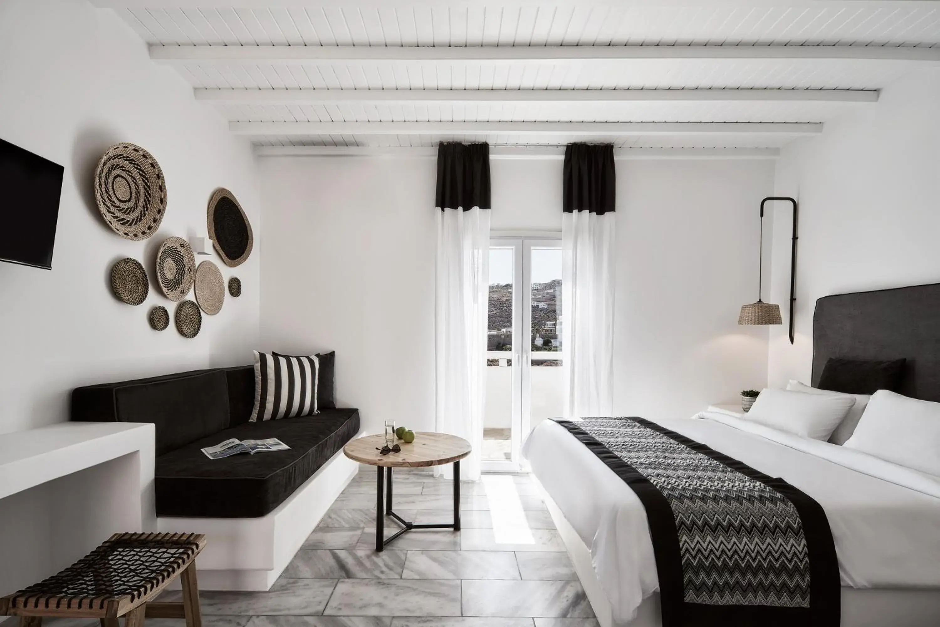 Bedroom, Seating Area in Mr & Mrs White Mykonos