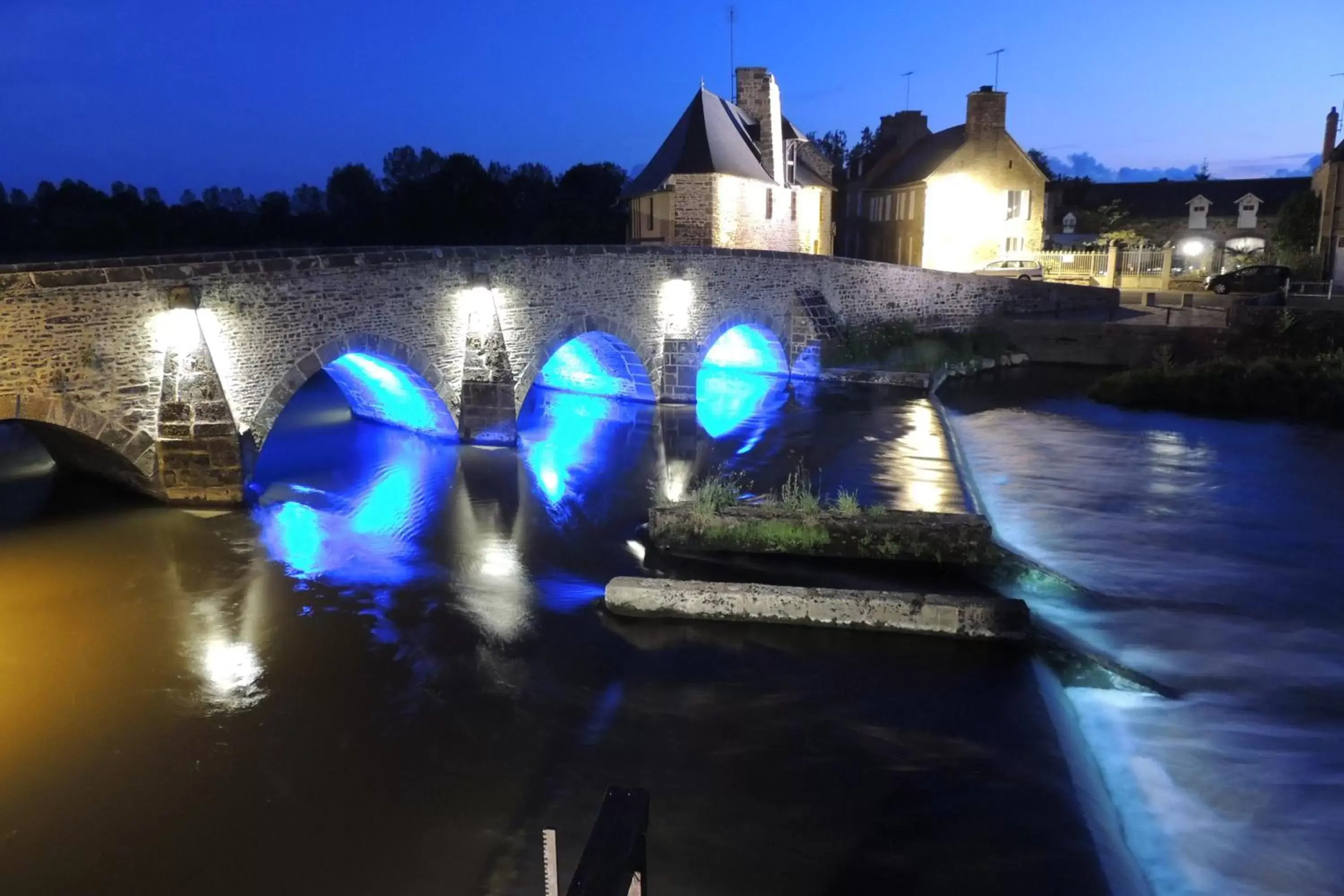 Night, Swimming Pool in Best Western Le Moulin de Ducey