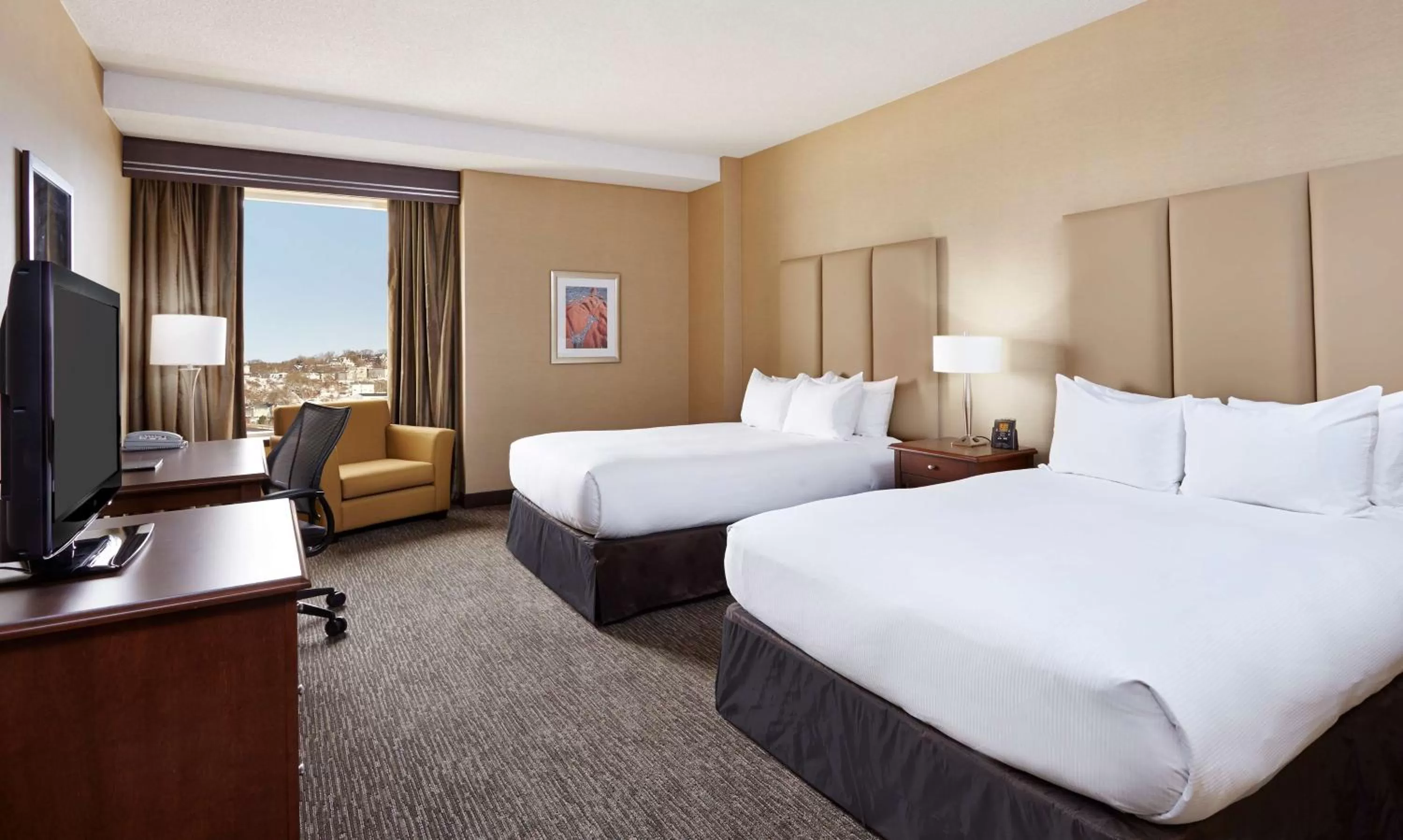 Bathroom, Bed in Hilton Saint John