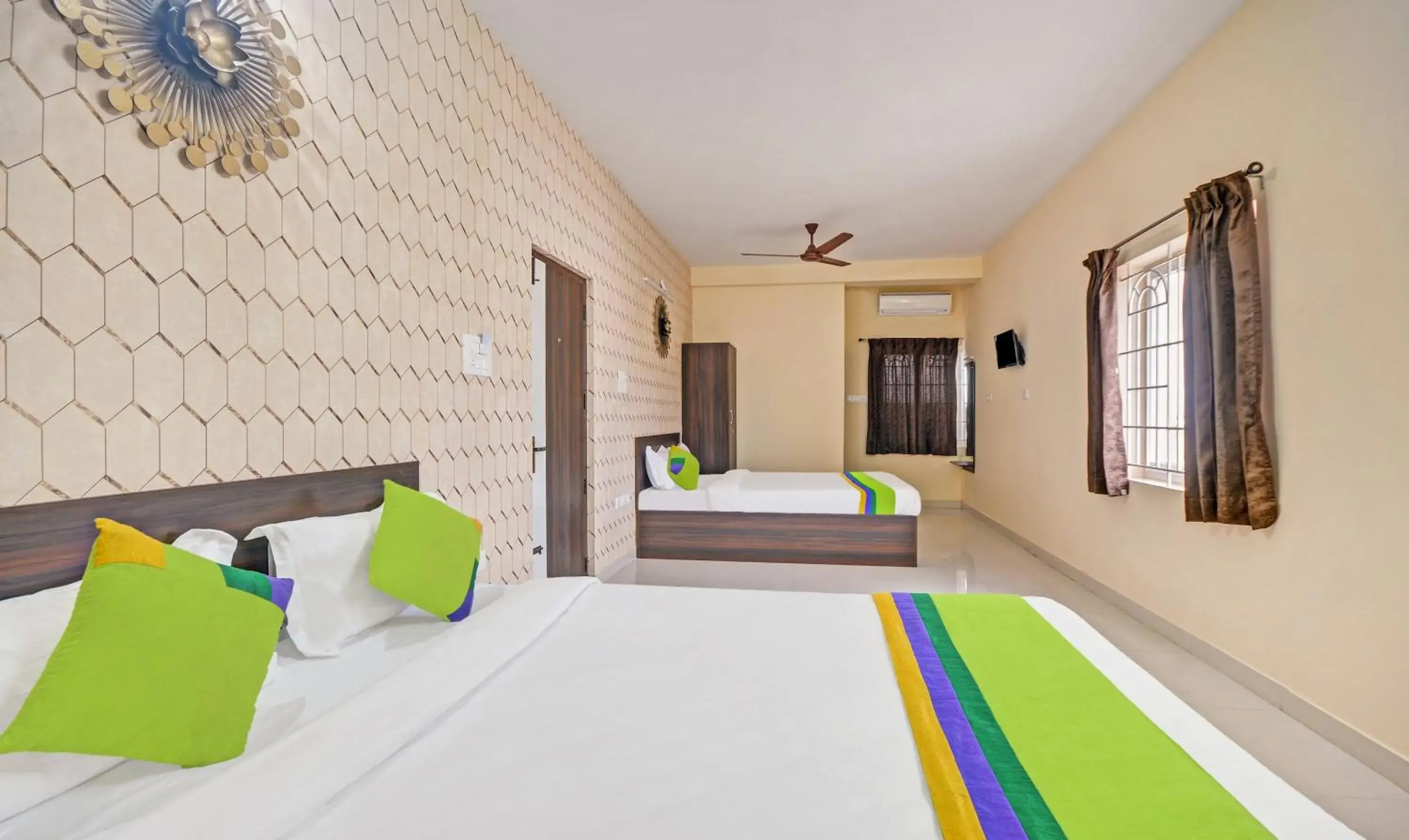 Bedroom, Bed in Treebo Trend Everest Residency Tidel Park
