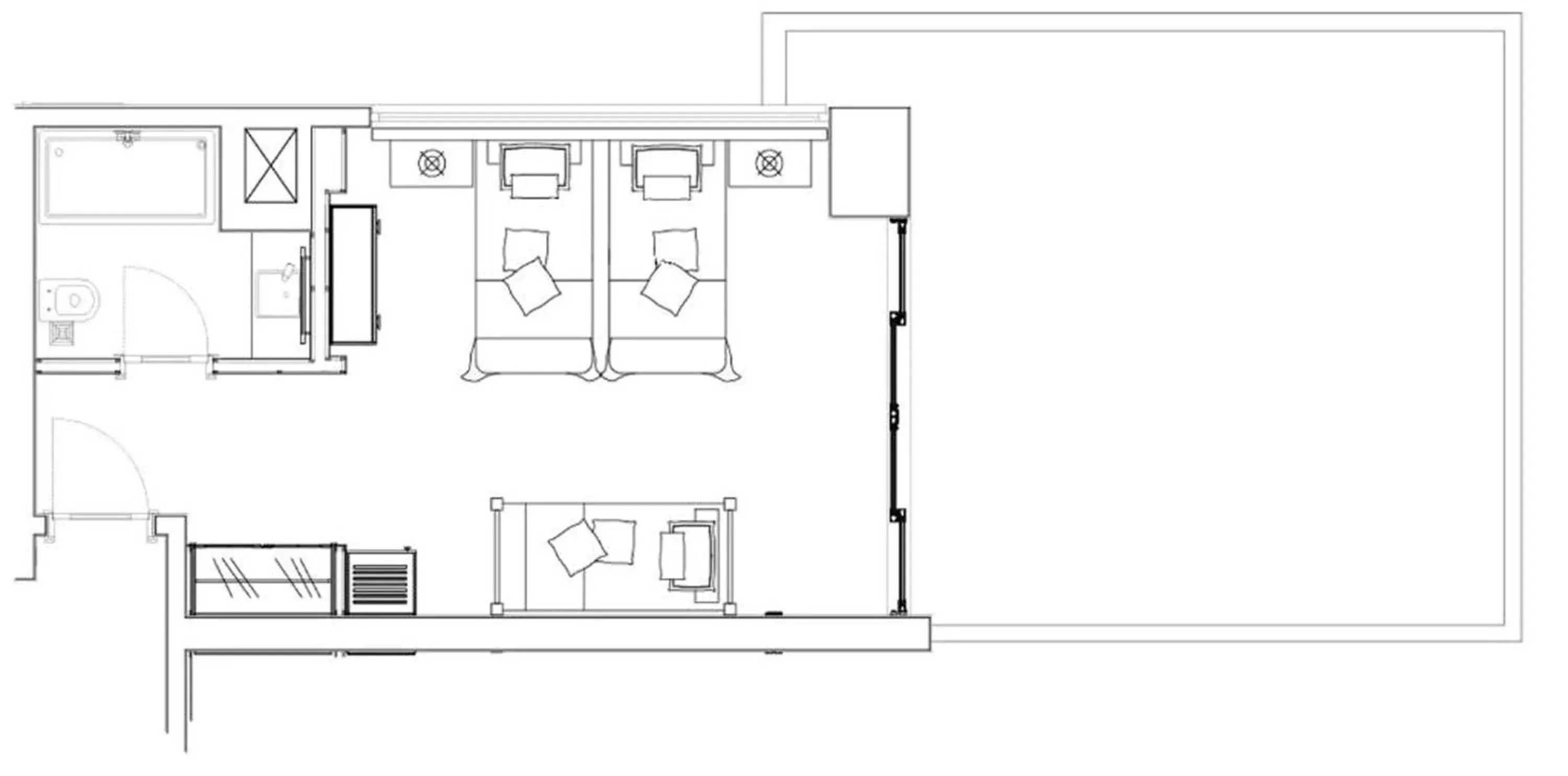 Bed, Floor Plan in Xperia Saray Beach Hotel