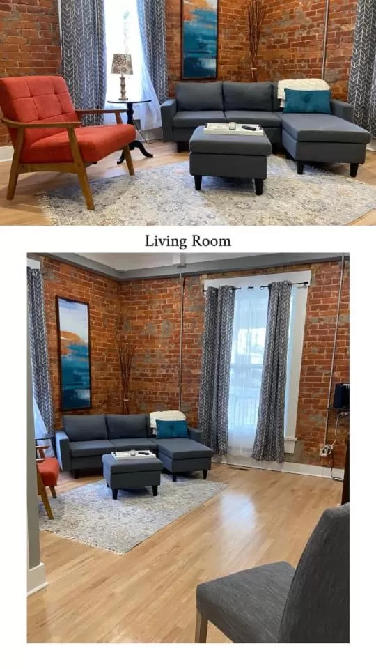 Living room in Brickhouse Loft - a boutique hotel