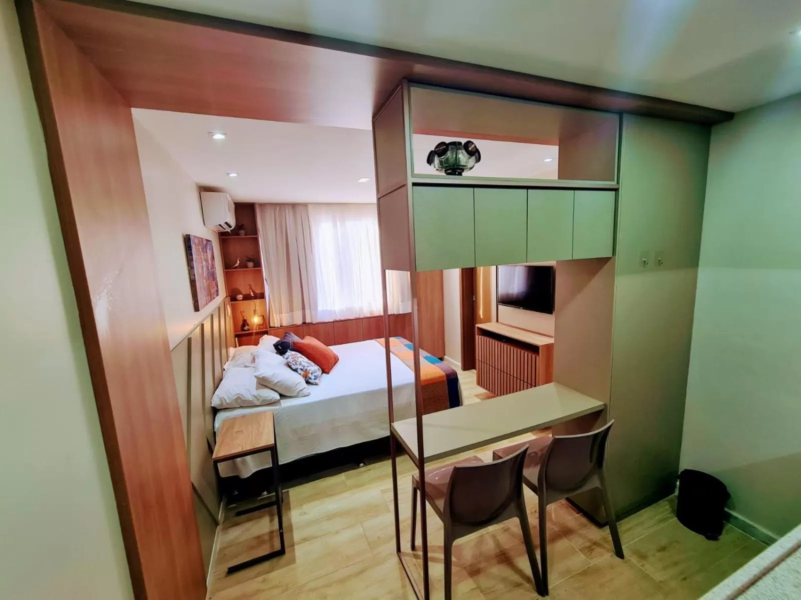 Kitchen or kitchenette, Bed in Flats Bauten Cabo Branco