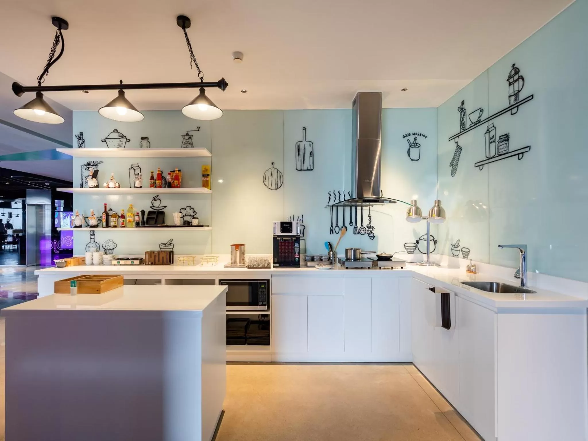 Communal kitchen in SOJO Hotel Nam Dinh