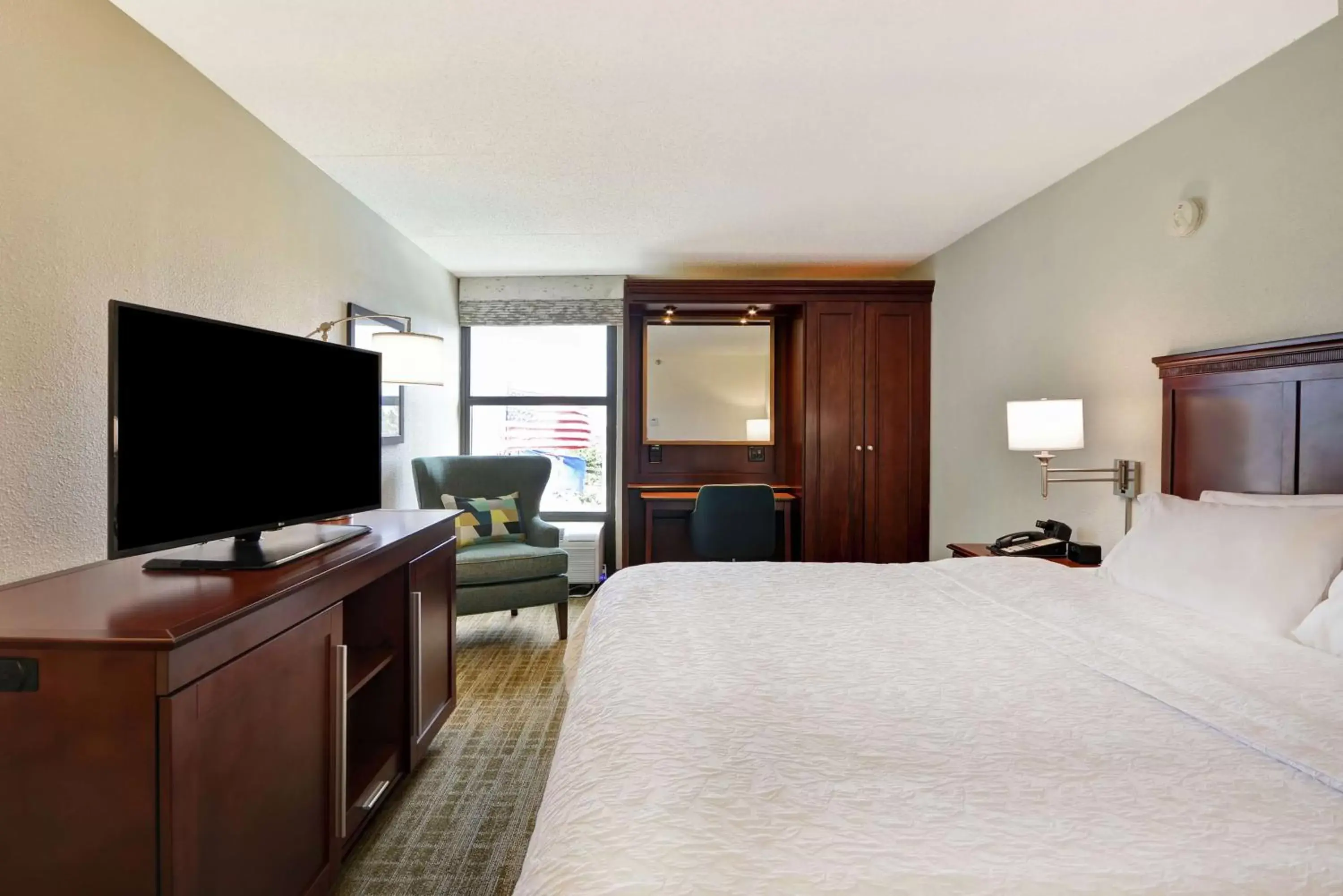 Bed, TV/Entertainment Center in Hampton Inn Detroit Madison Heights South Troy