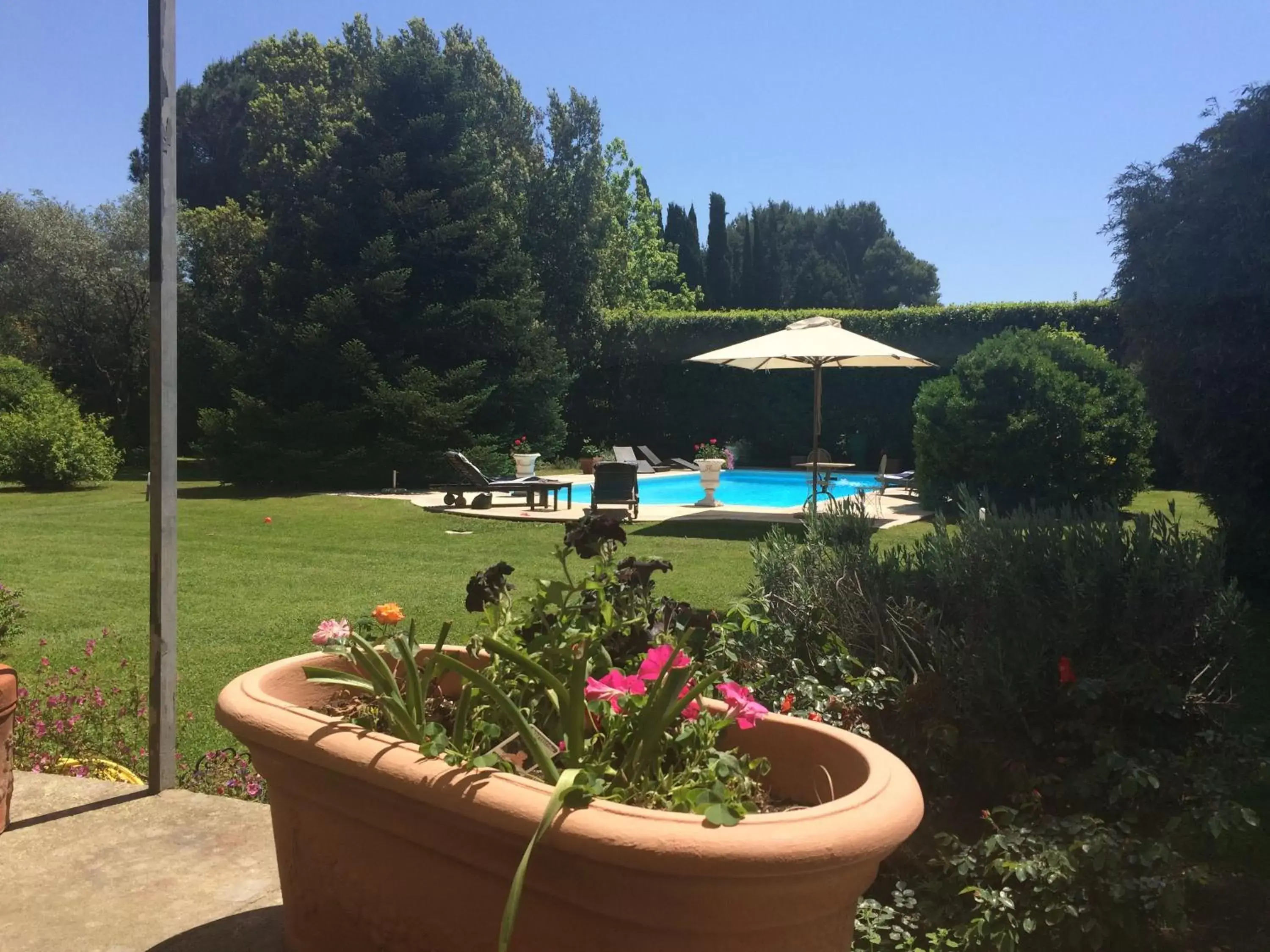 Pool view, Patio/Outdoor Area in La Gaura Guest House