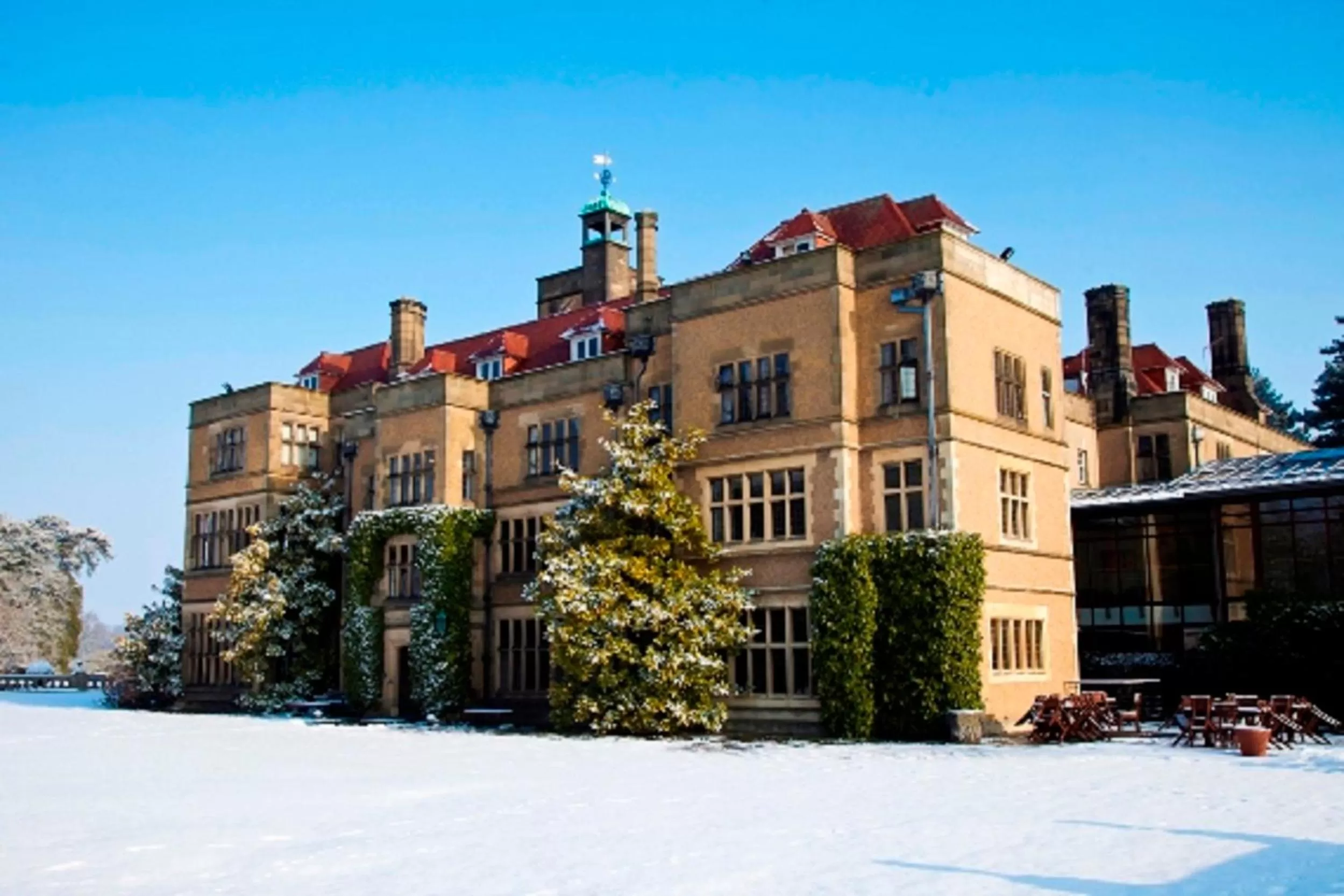 Facade/entrance, Winter in Fanhams Hall, Exclusive Collection