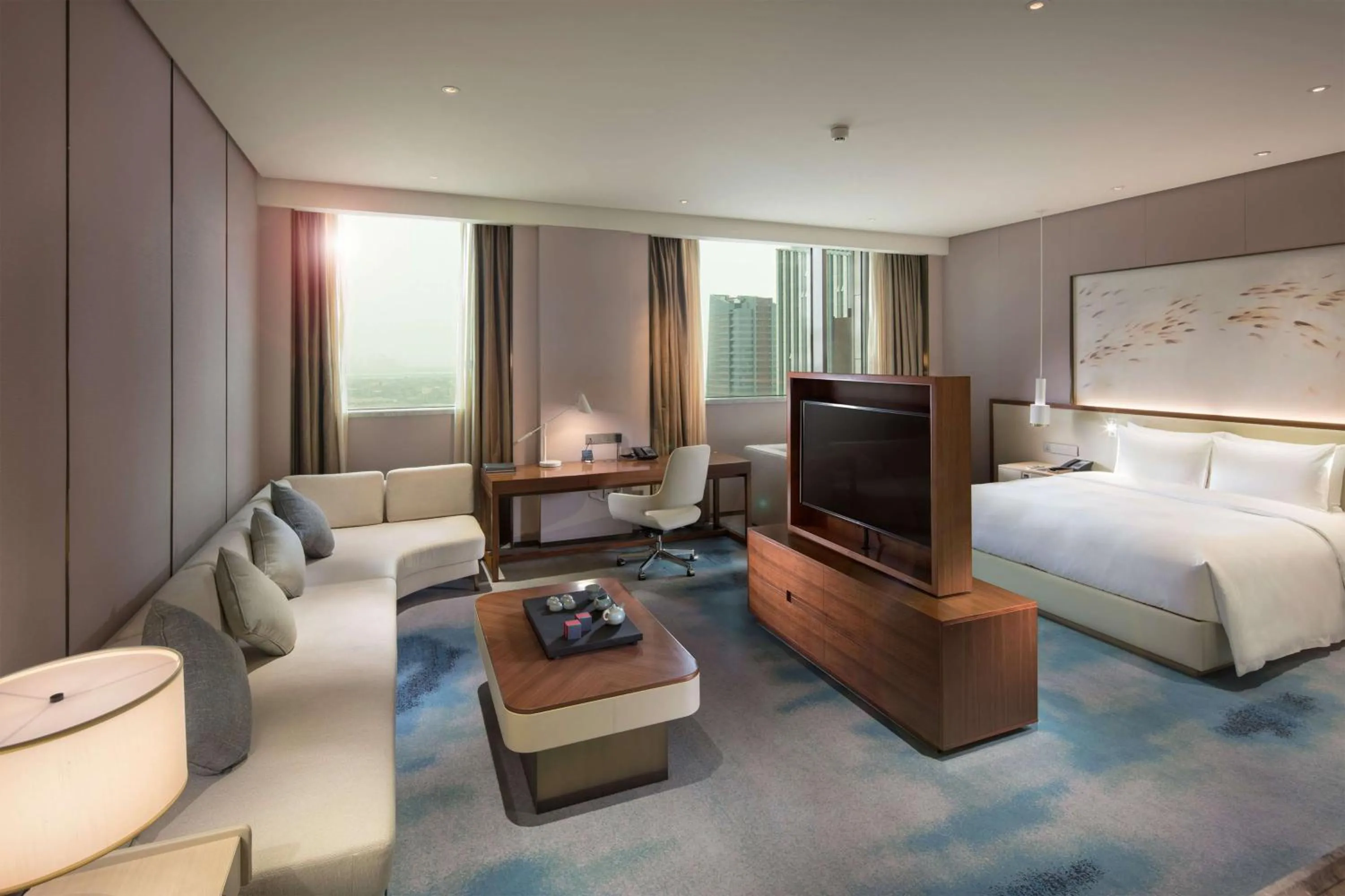 Living room, Bed in Hilton Quanzhou Riverside