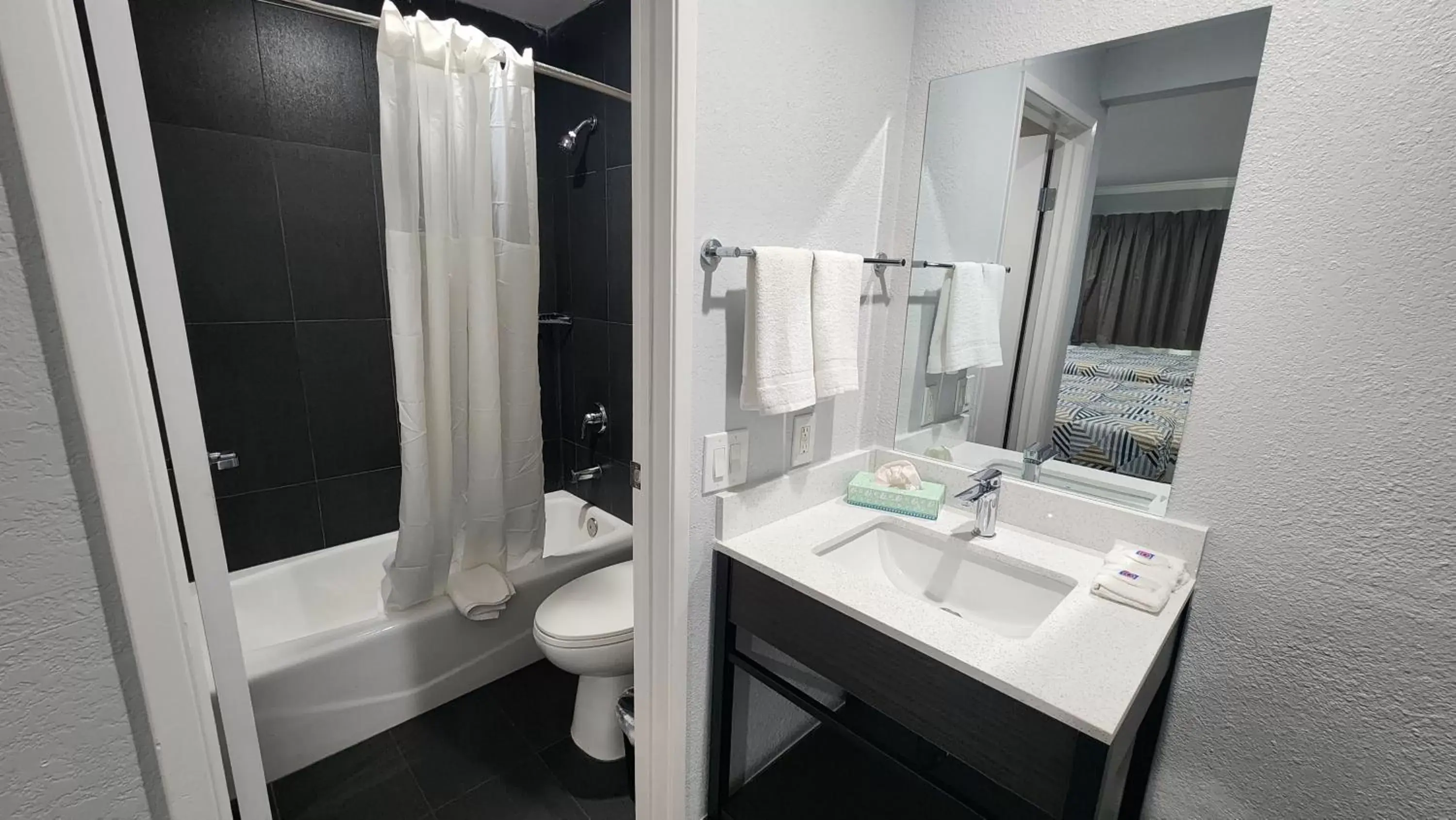 Shower, Bathroom in Studio 6 Suites San Ysidro CA San Diego South Bay