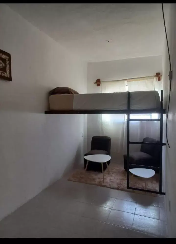 Bed, Bathroom in Hotel Casa de luz Playa del Carmen