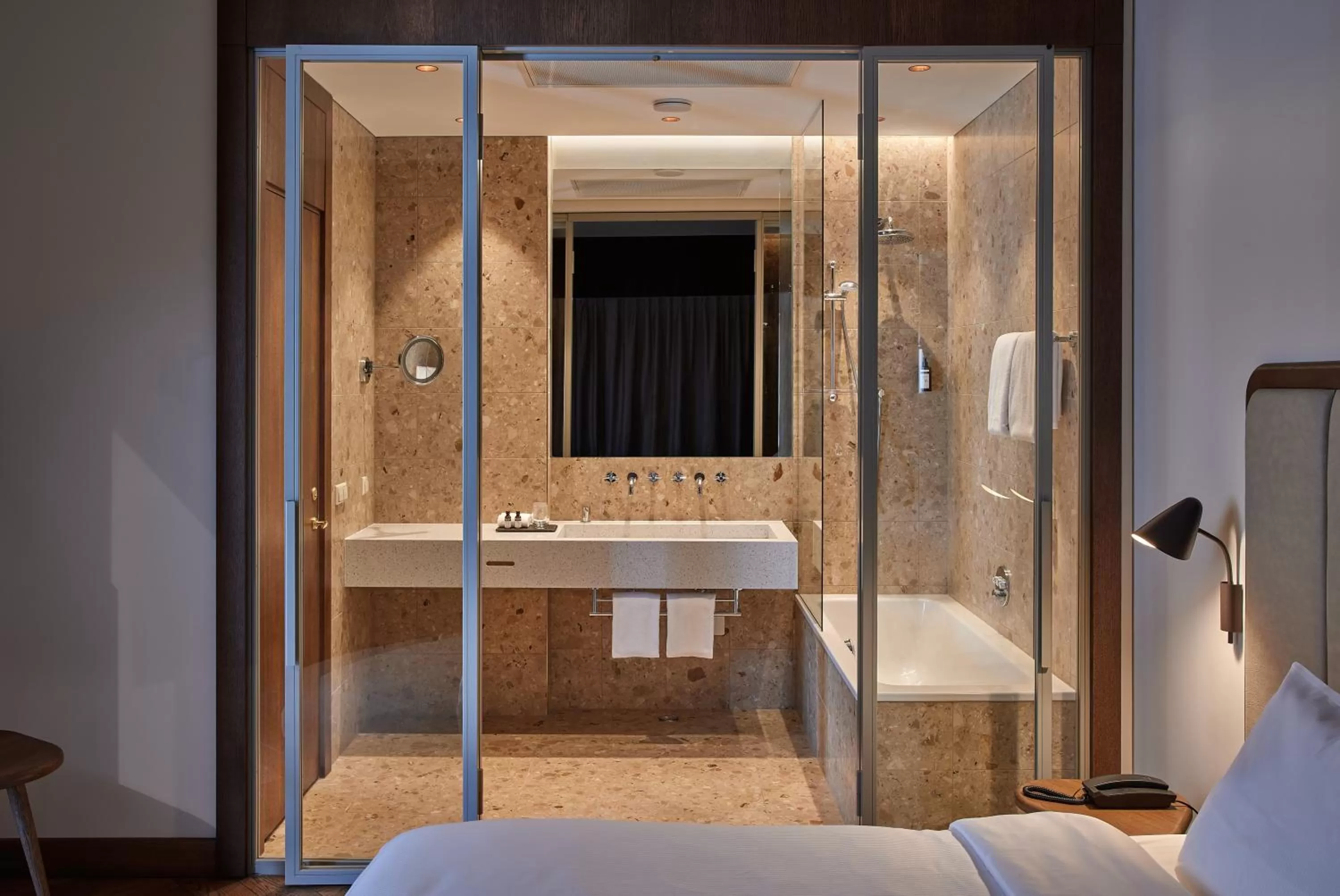 Bathroom, Bed in Neringa Hotel